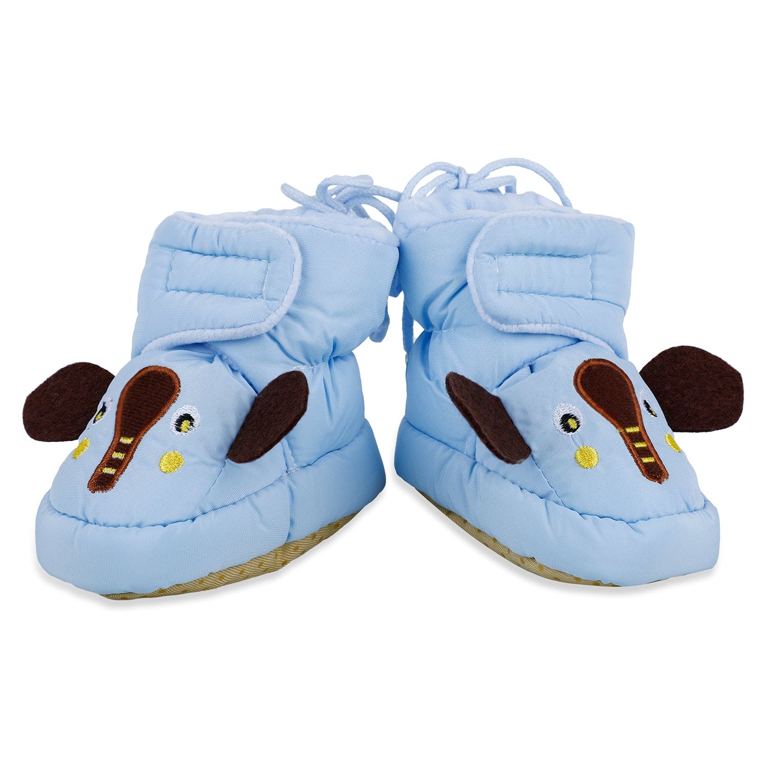 Baby Moo Elephant Soft Fleece Lined Velcro Anti Skid Booties - Blue