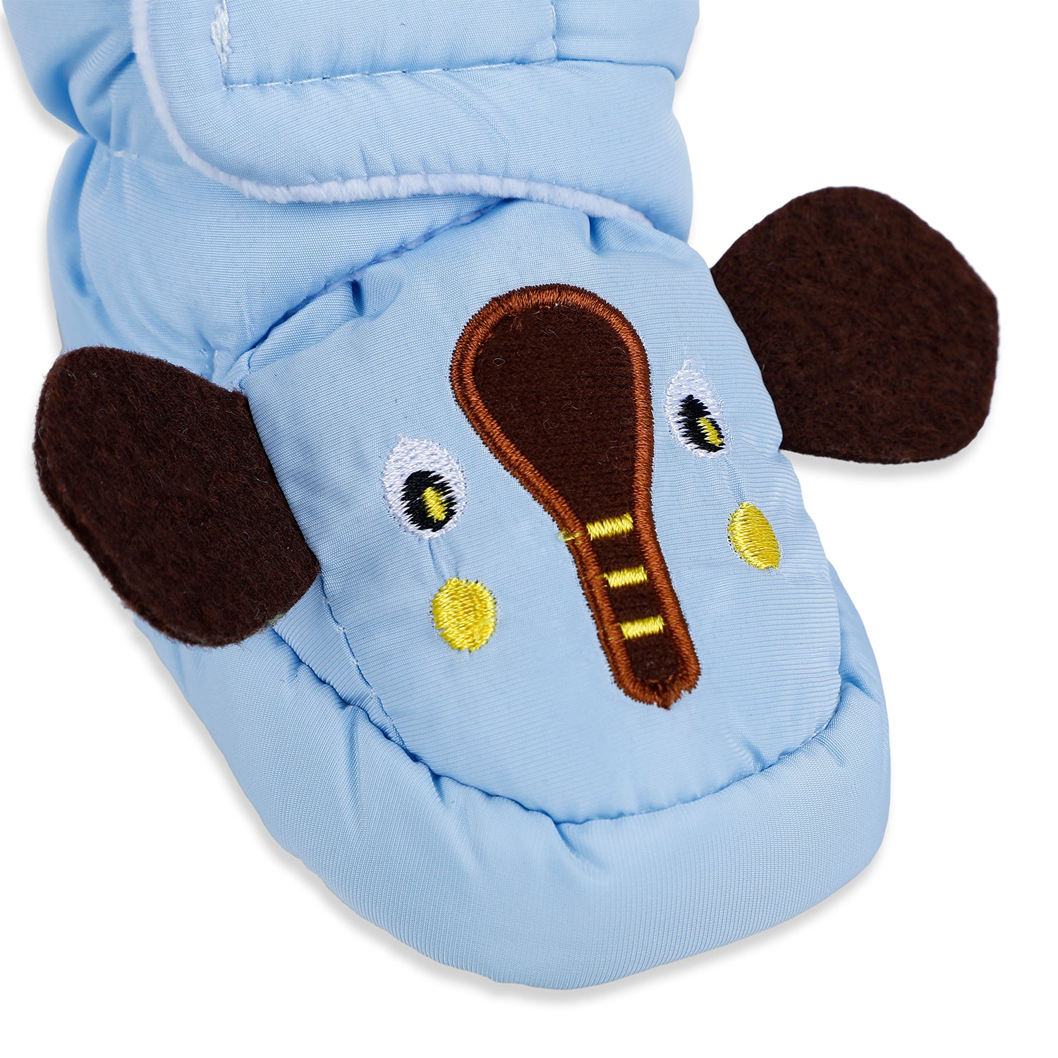 Baby Moo Elephant Soft Fleece Lined Velcro Anti Skid Booties - Blue