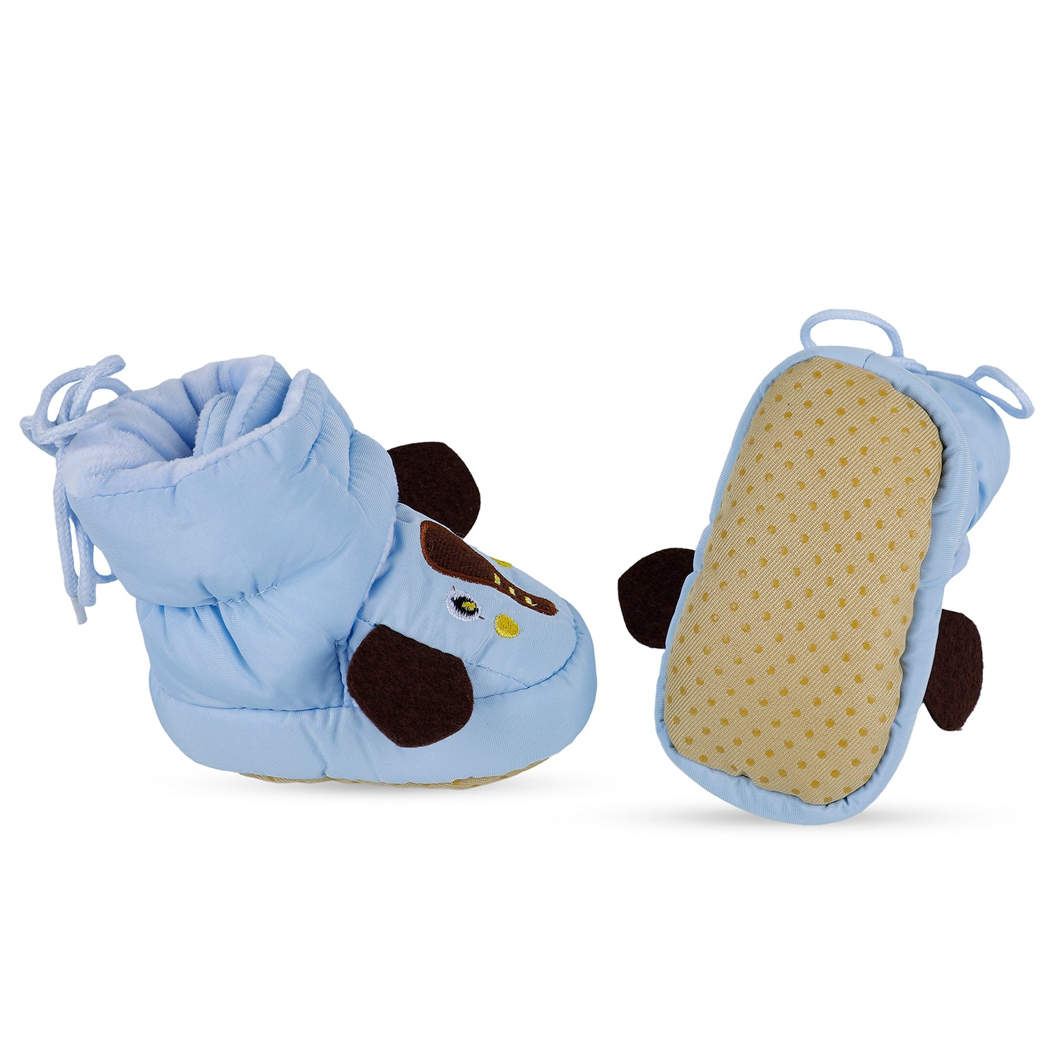 Baby Moo Elephant Soft Fleece Lined Velcro Anti Skid Booties - Blue