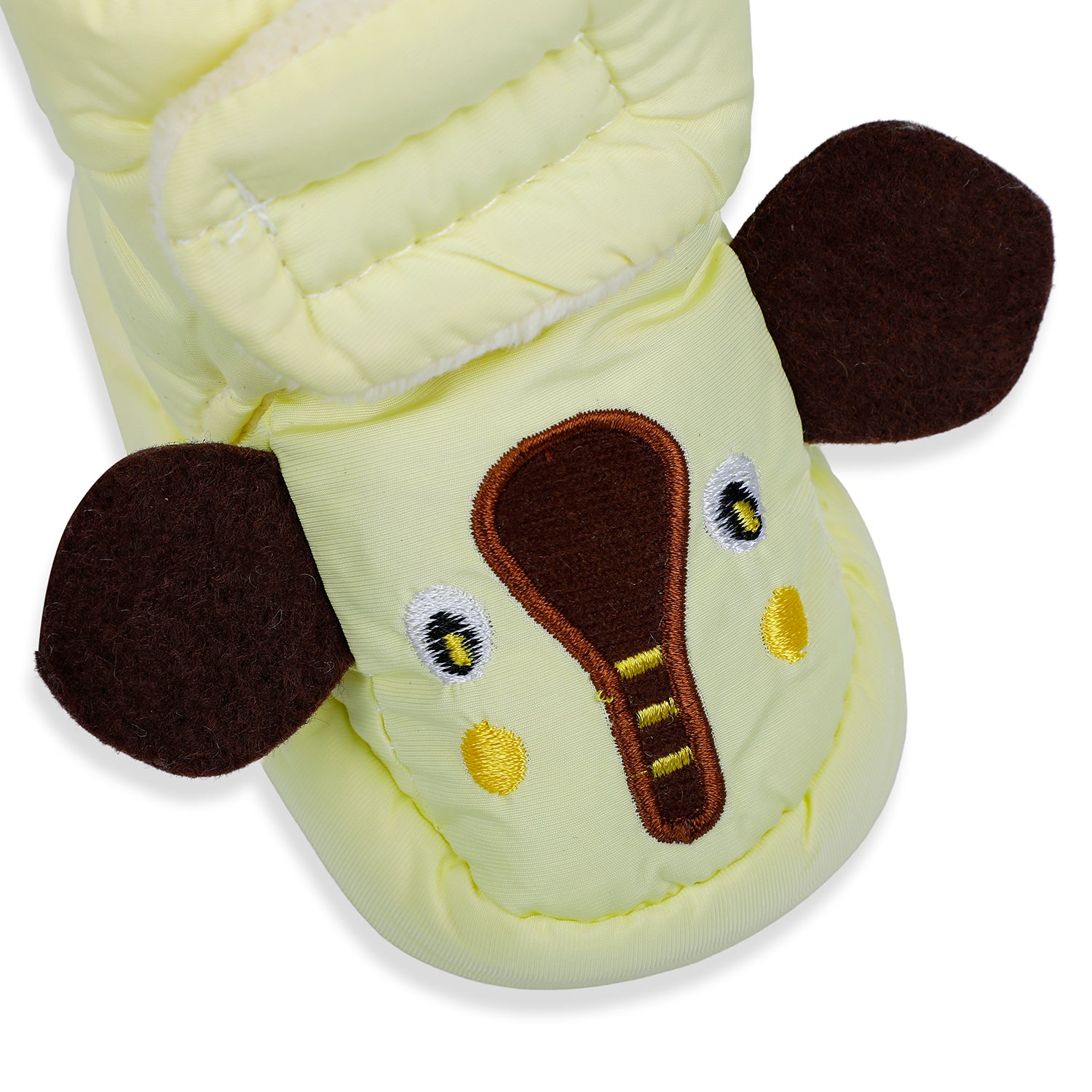 Baby Moo Elephant Soft Fleece Lined Velcro Anti Skid Booties - Yellow