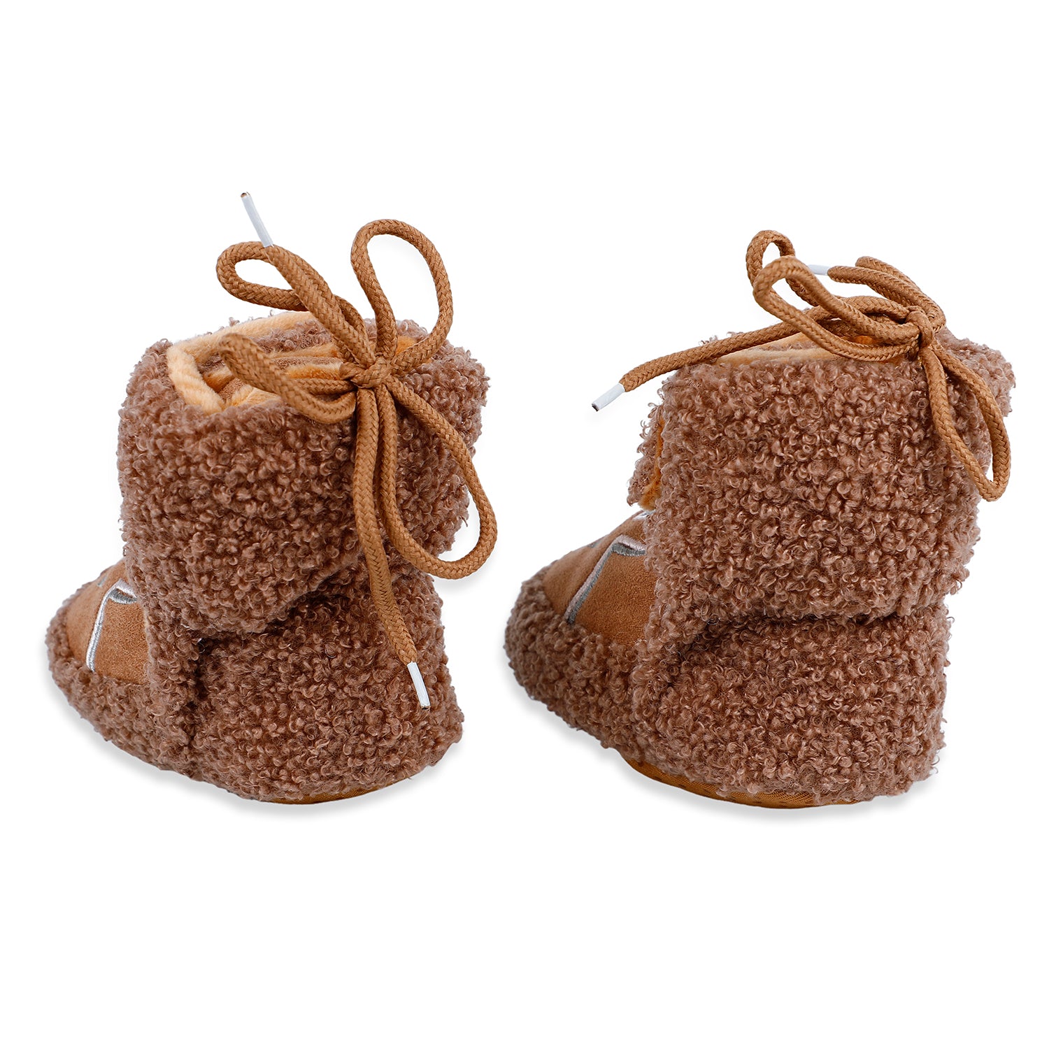 Baby Moo Bear Soft Fleece Lined Velcro Anti Skid Booties - Brown