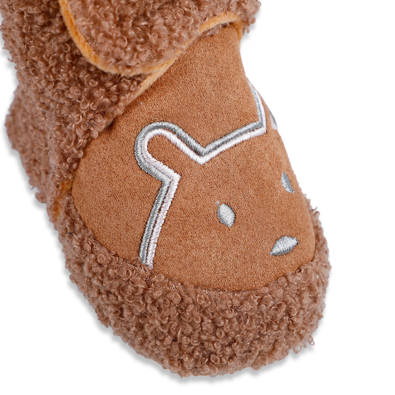 Baby Moo Bear Soft Fleece Lined Velcro Anti Skid Booties - Brown