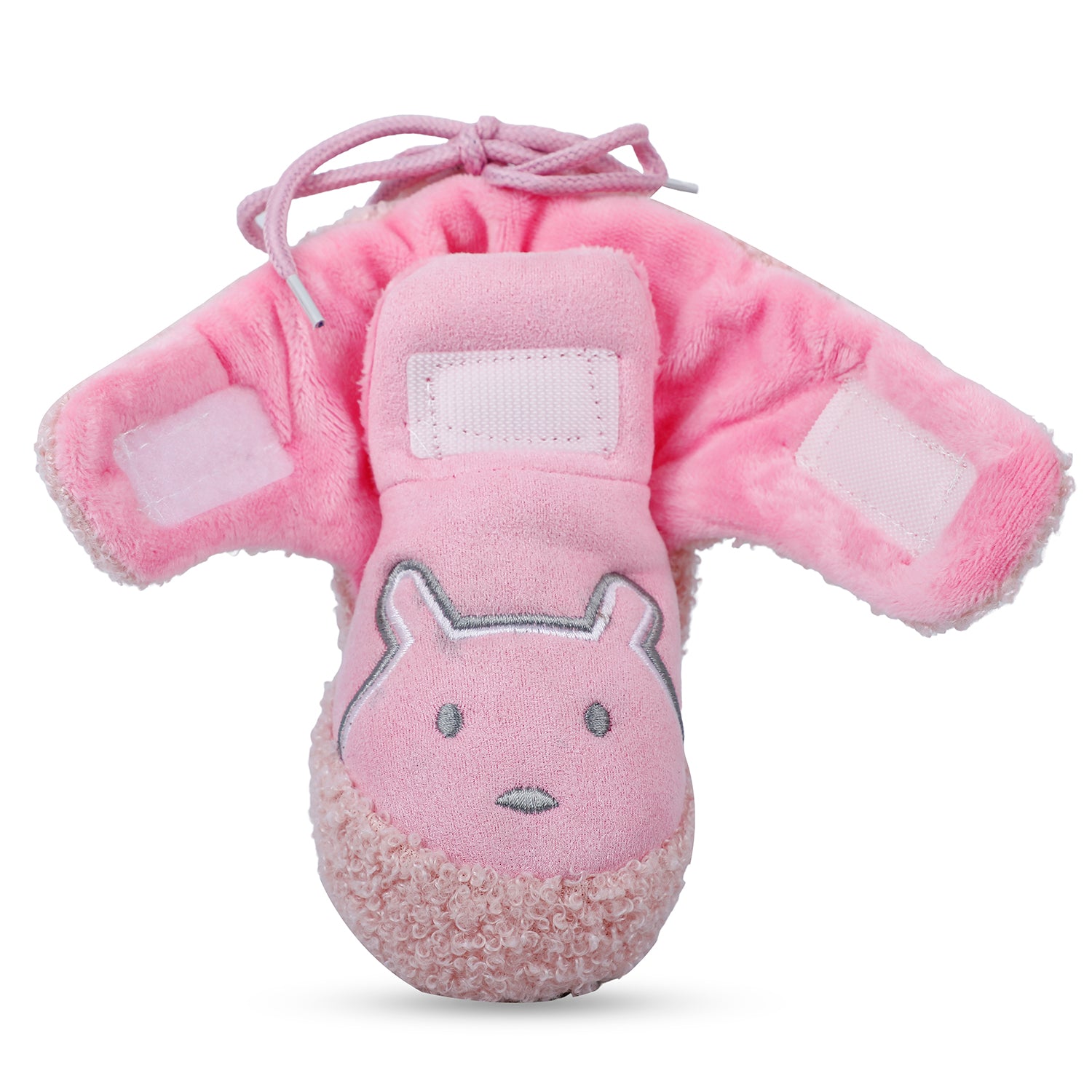 Baby Moo Bear Soft Fleece Lined Velcro Anti Skid Booties - Pink