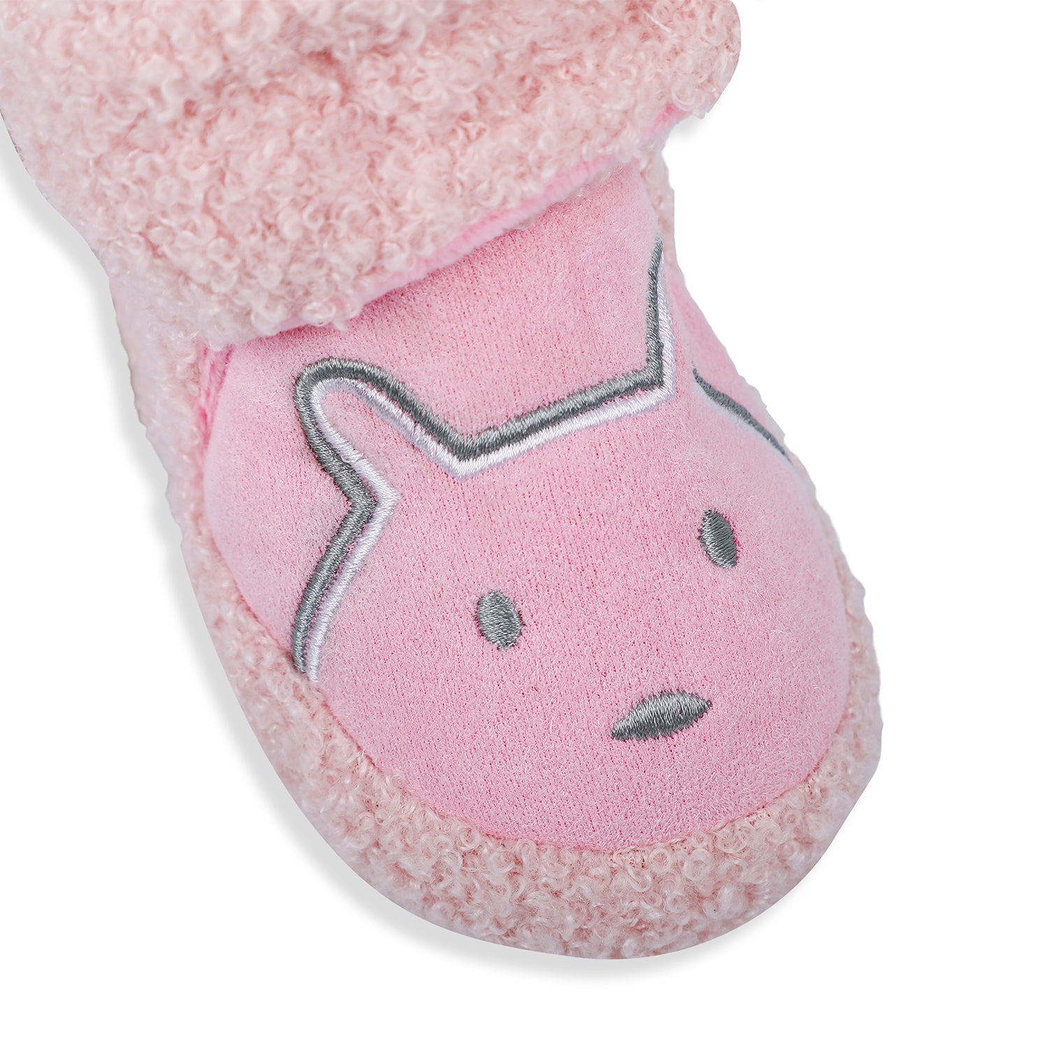 Baby Moo Bear Soft Fleece Lined Velcro Anti Skid Booties - Pink