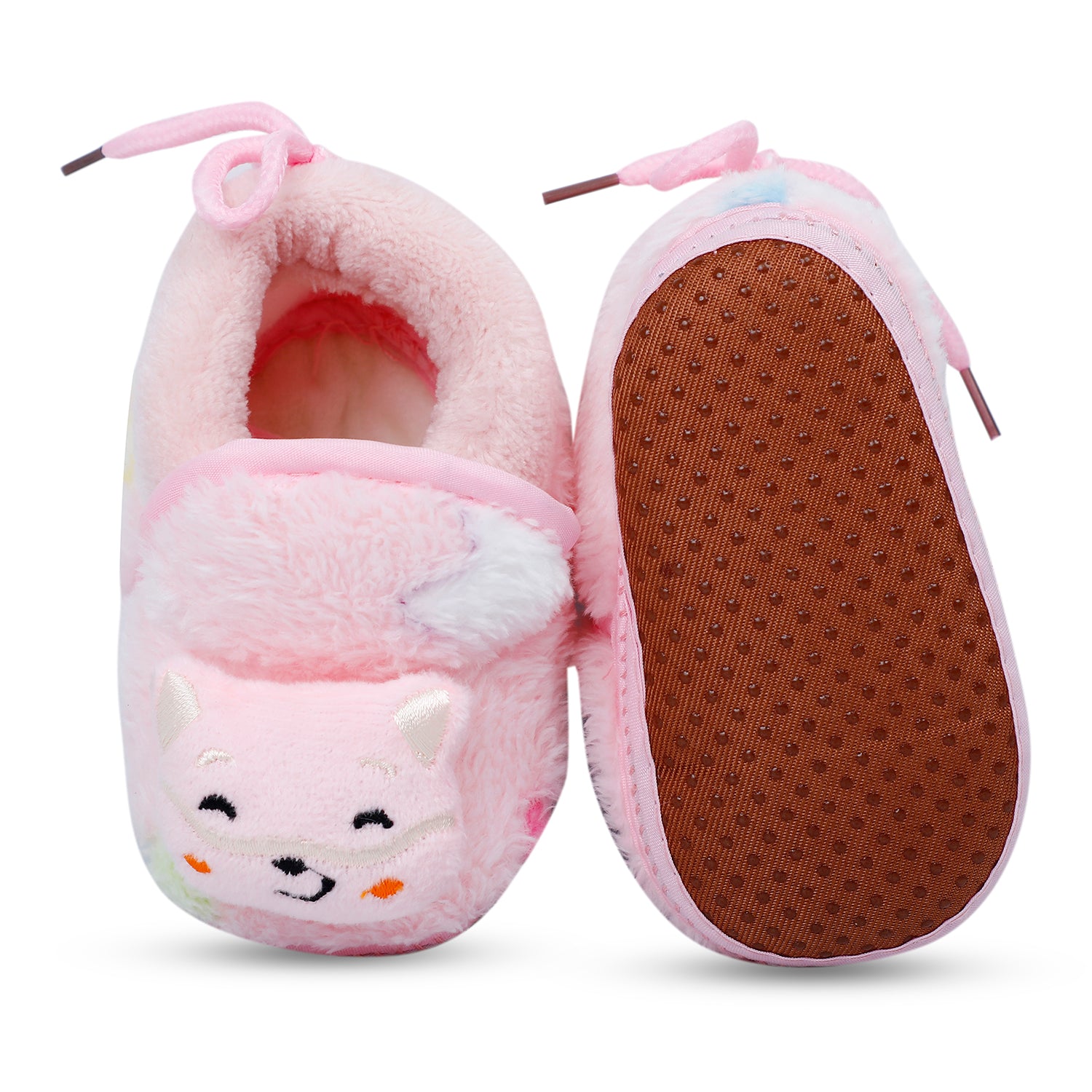 Baby Moo Kitten Mitten 3D Rattle Warm Anti Skid Booties - Pink