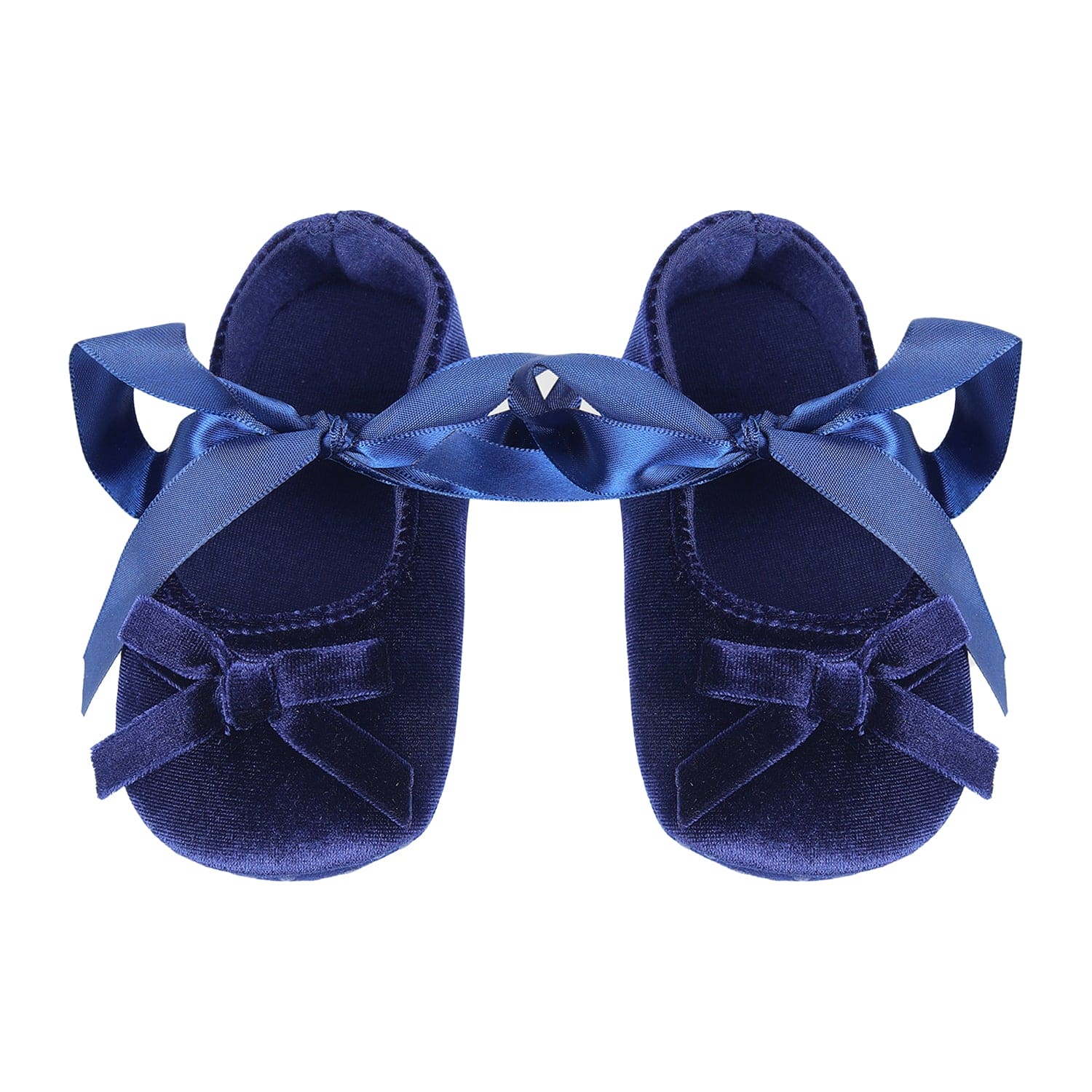Princess Bowknot Premium Girls Anti-Slip Ballerina Booties - Blue