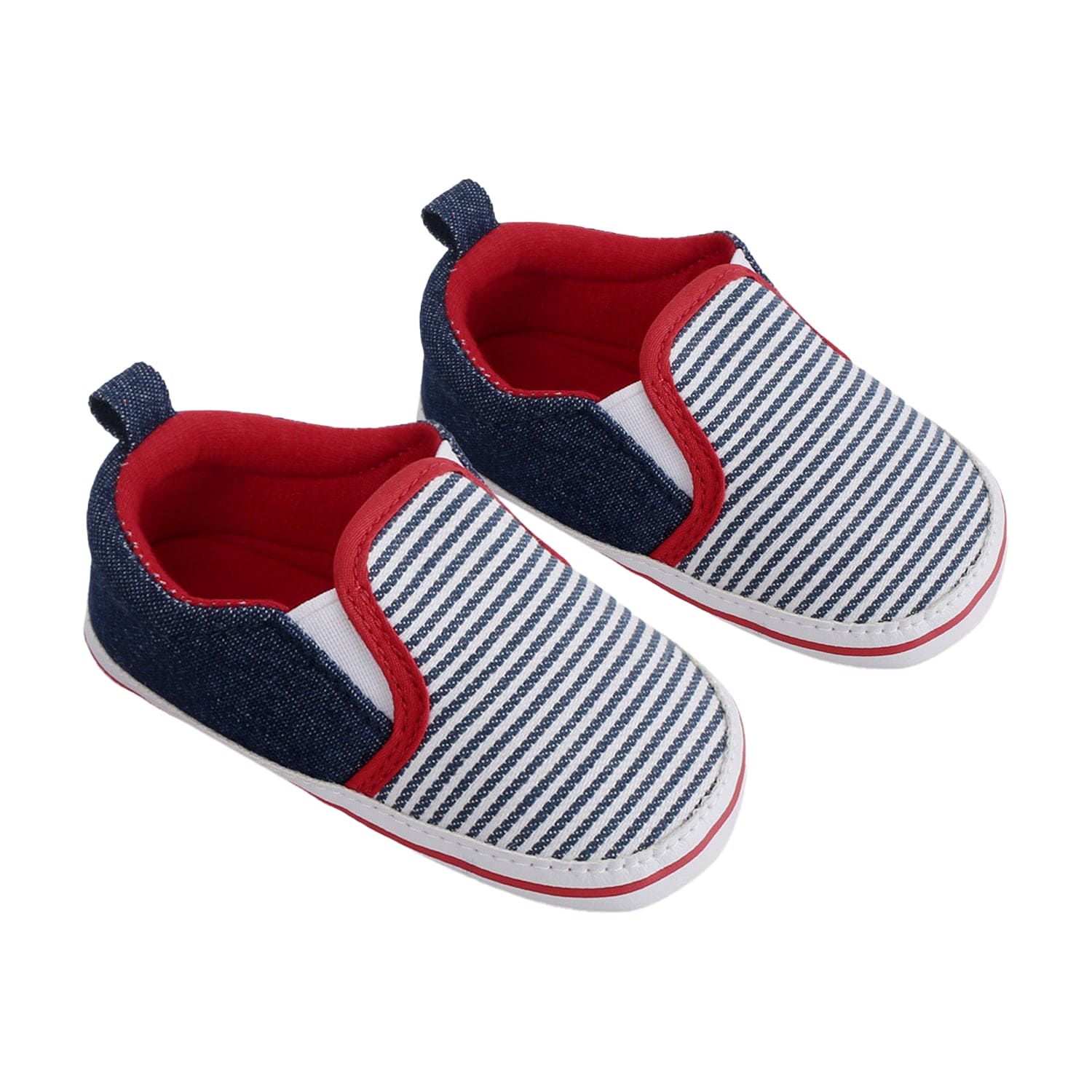 Baby Moo Striped Blue Slip-On Booties