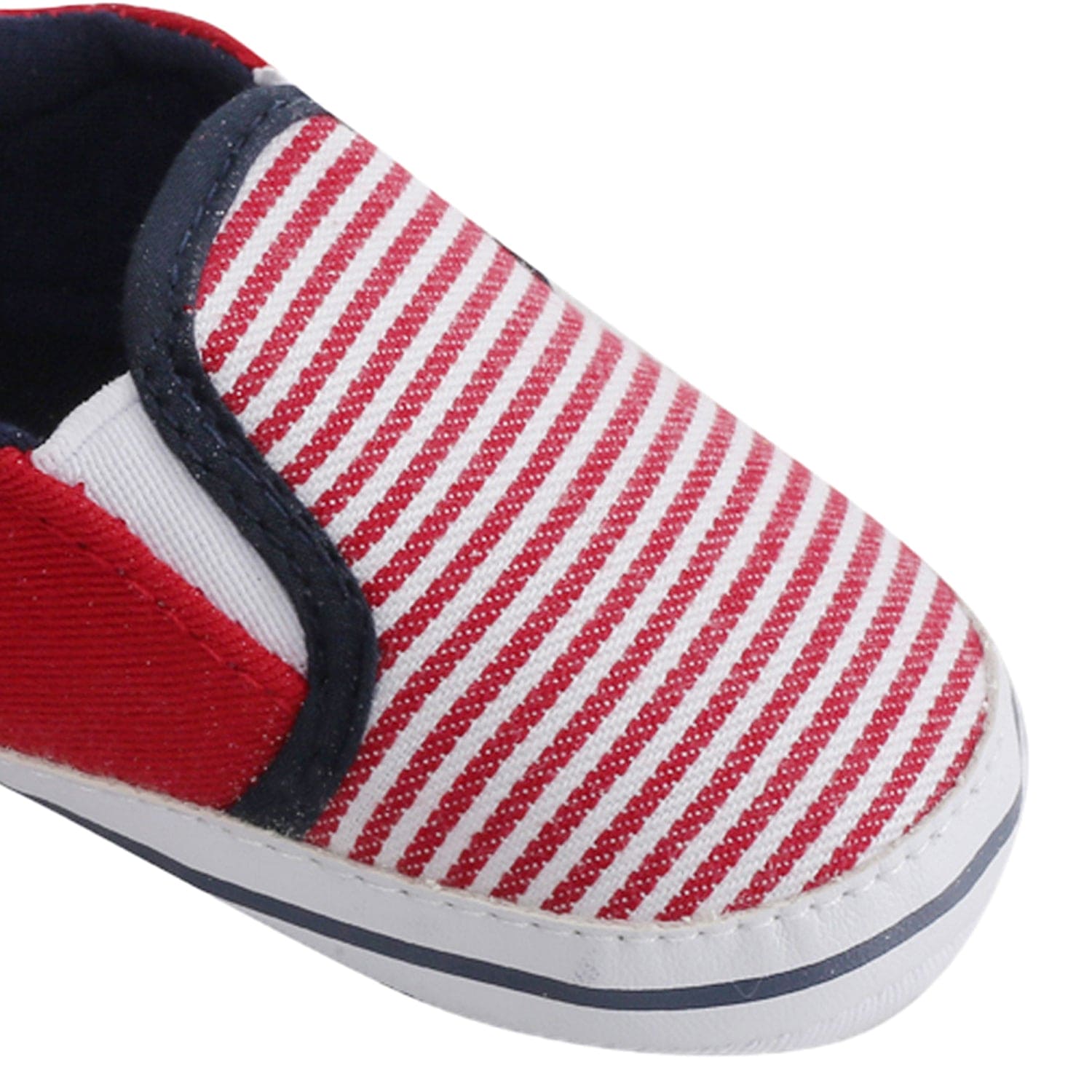 Baby Moo Striped Red Slip-On Booties