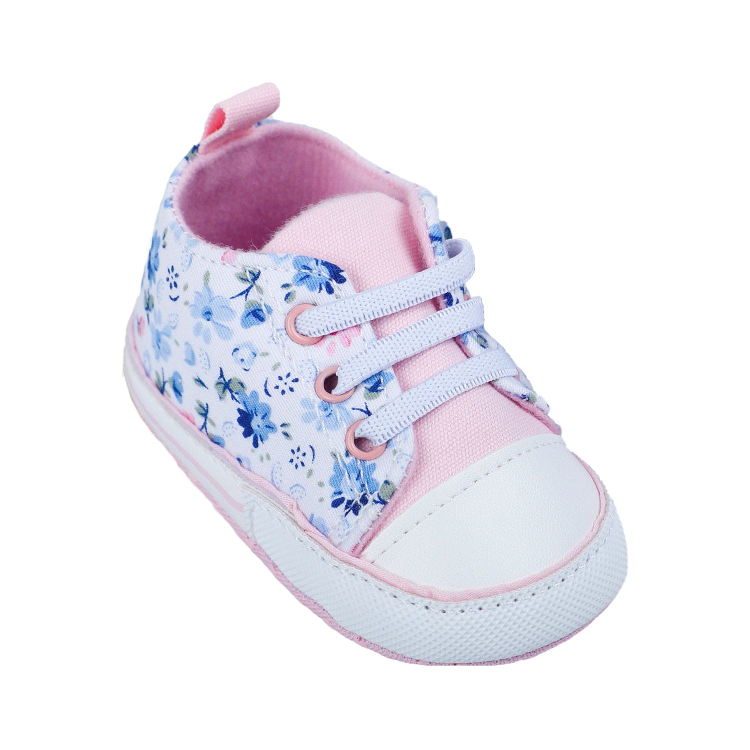 Baby Moo Floral Print Pink Lace Up Booties