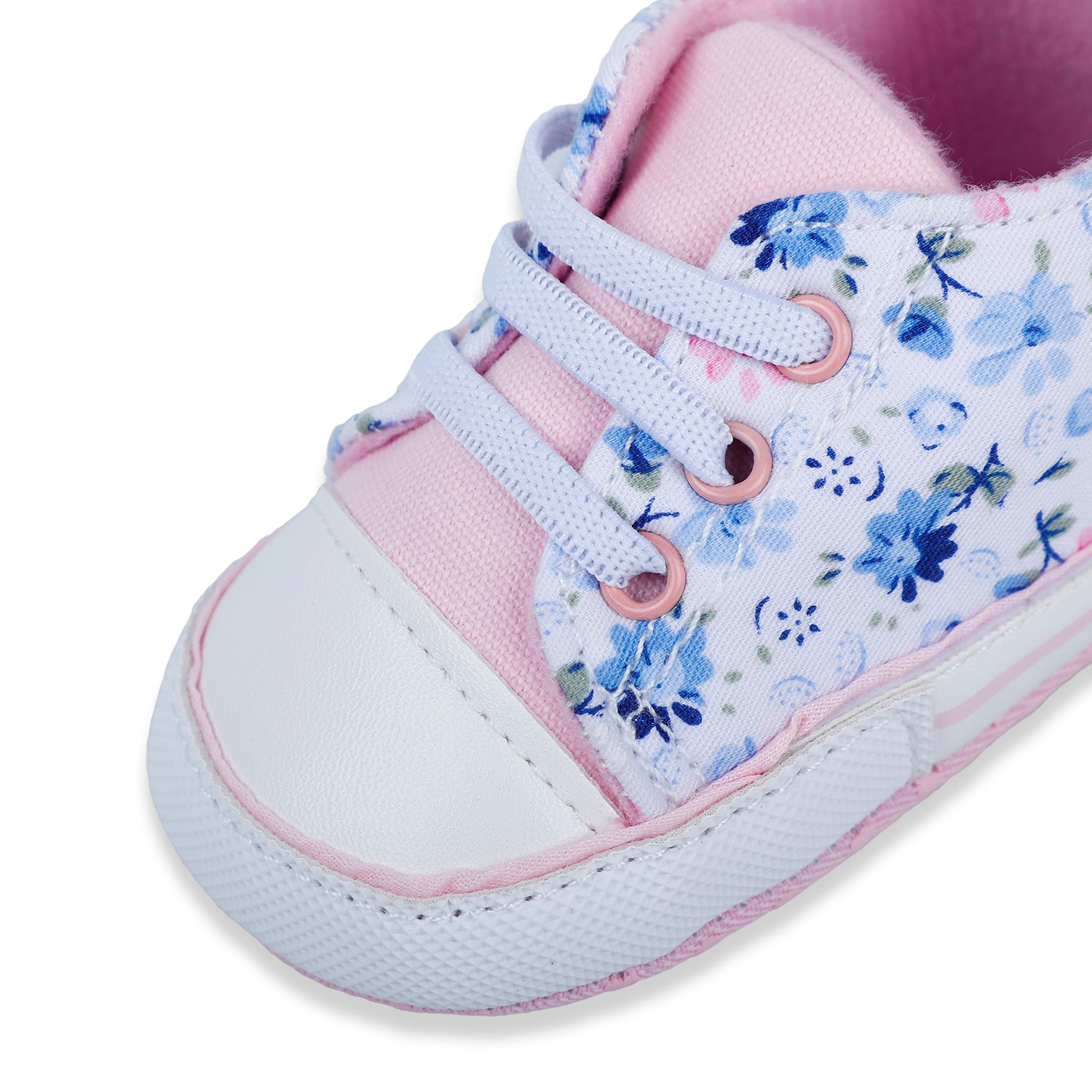 Baby Moo Floral Print Pink Lace Up Booties - Baby Moo