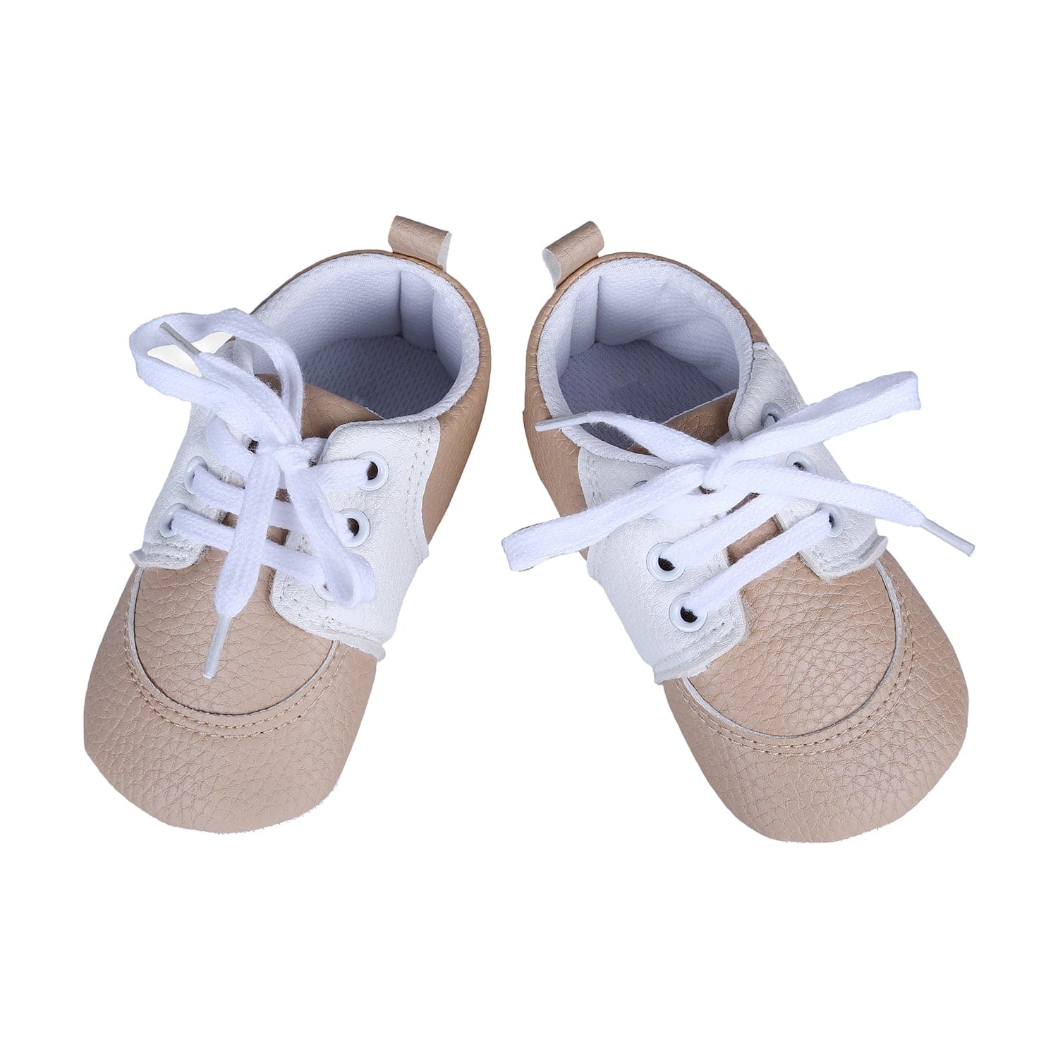 Lace-Up Stylish Leather Sneaker Shoes - Beige