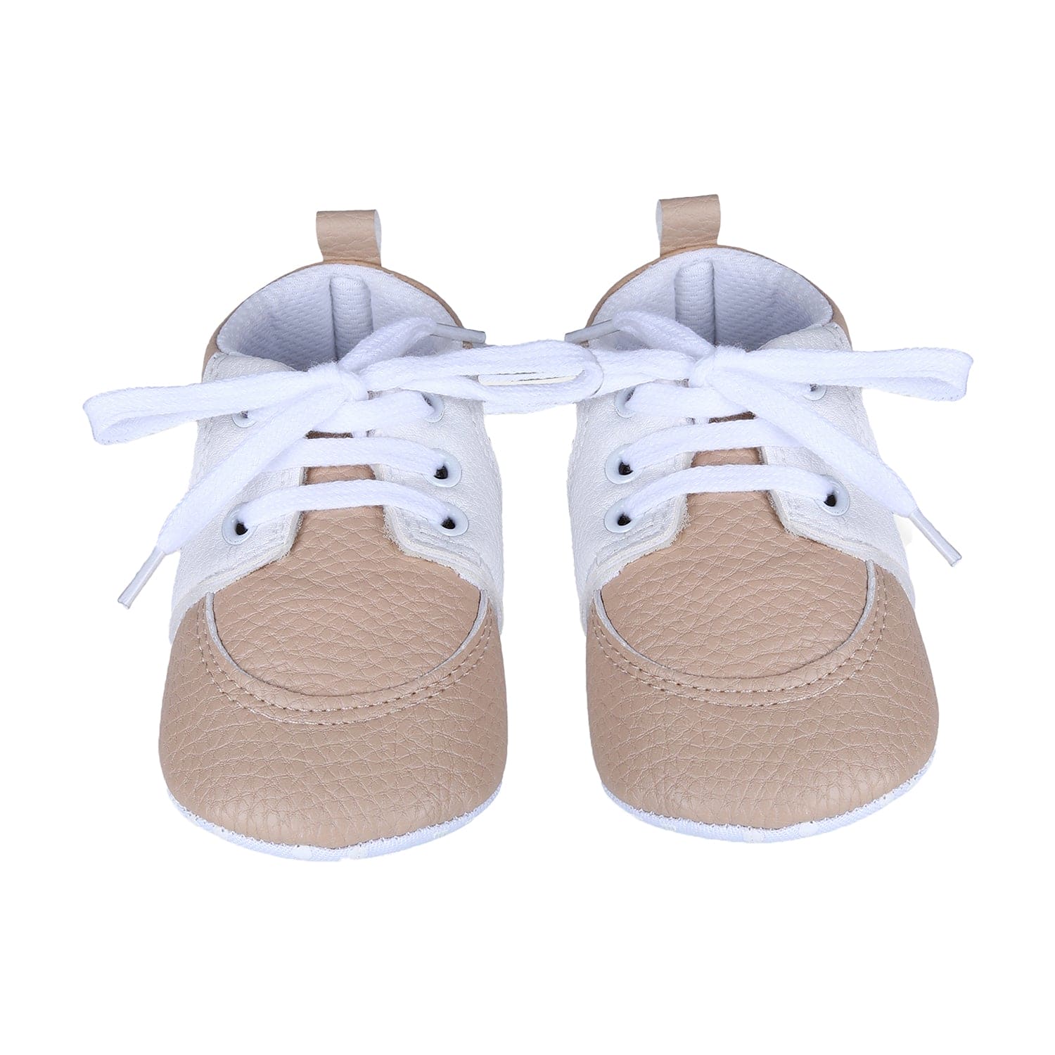 Lace-Up Stylish Leather Sneaker Shoes - Beige