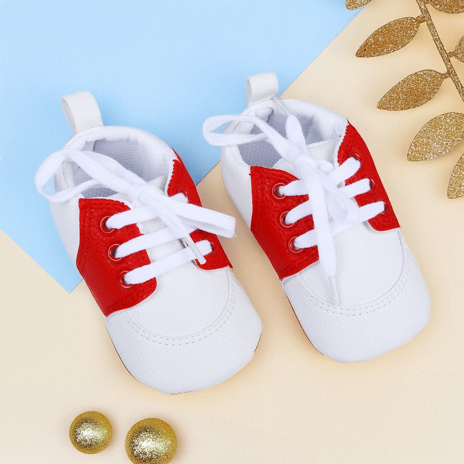 Lace-Up Stylish Leather Sneaker Shoes - Red