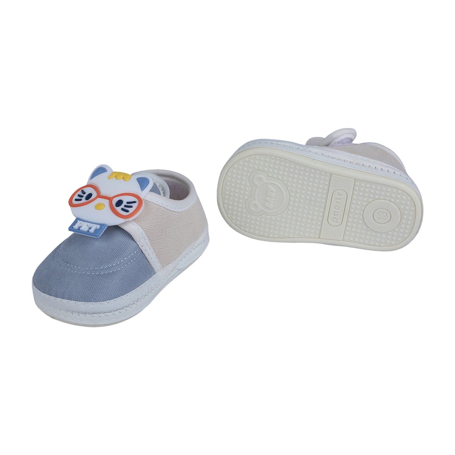 Baby Moo Kitty Love Soft Sole Anti-Slip Booties - Blue