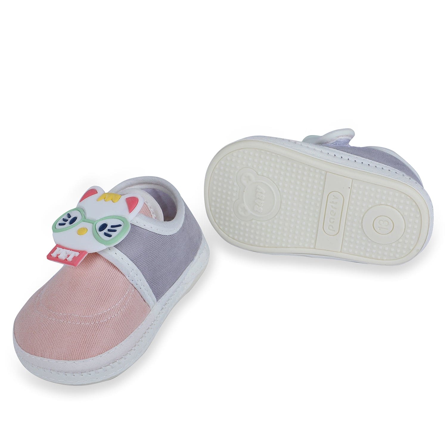 Baby Moo Kitty Love Soft Sole Anti-Slip Booties - Pink