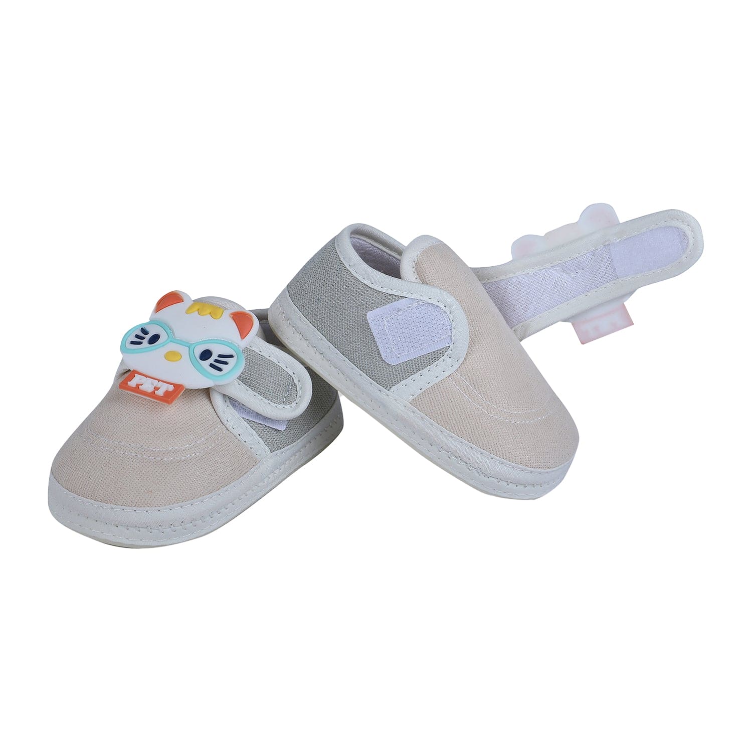 Baby Moo Kitty Love Soft Sole Anti-Slip Booties - Beige