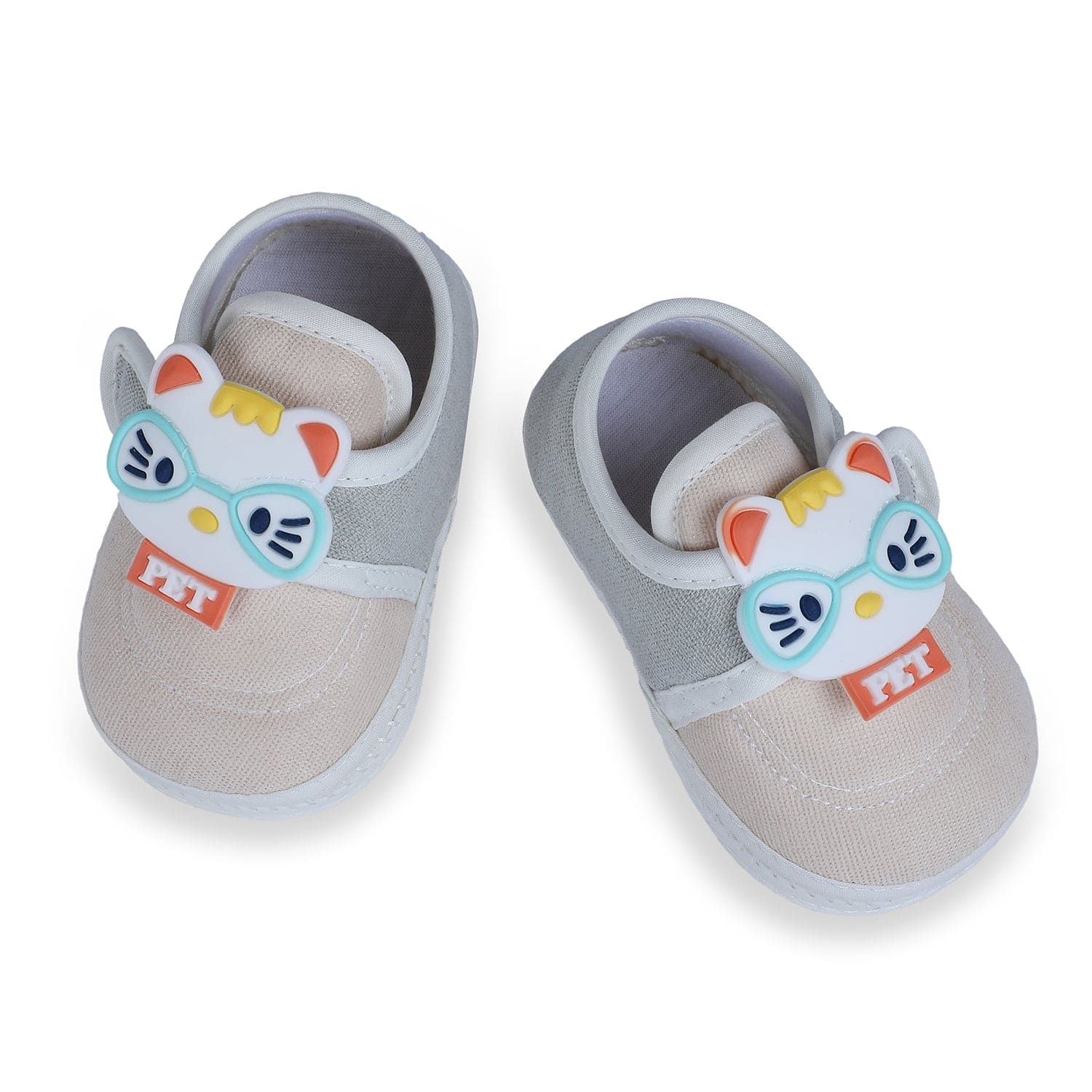 Baby Moo Kitty Love Soft Sole Anti-Slip Booties - Beige