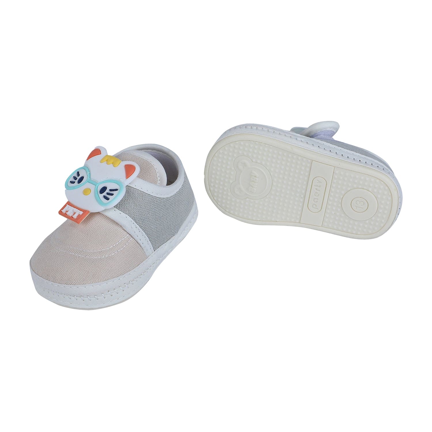 Baby Moo Kitty Love Soft Sole Anti-Slip Booties - Beige