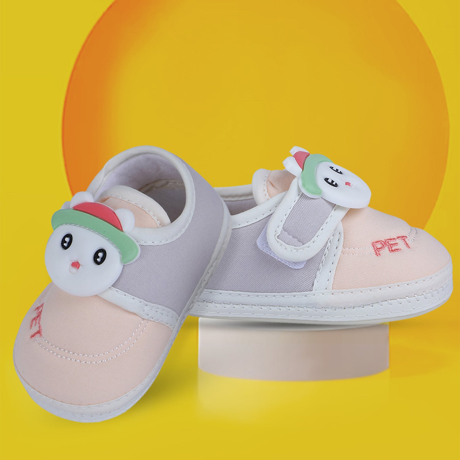 Baby Moo Persian Kitty Soft Sole Anti-Slip Booties - Peach - Baby Moo