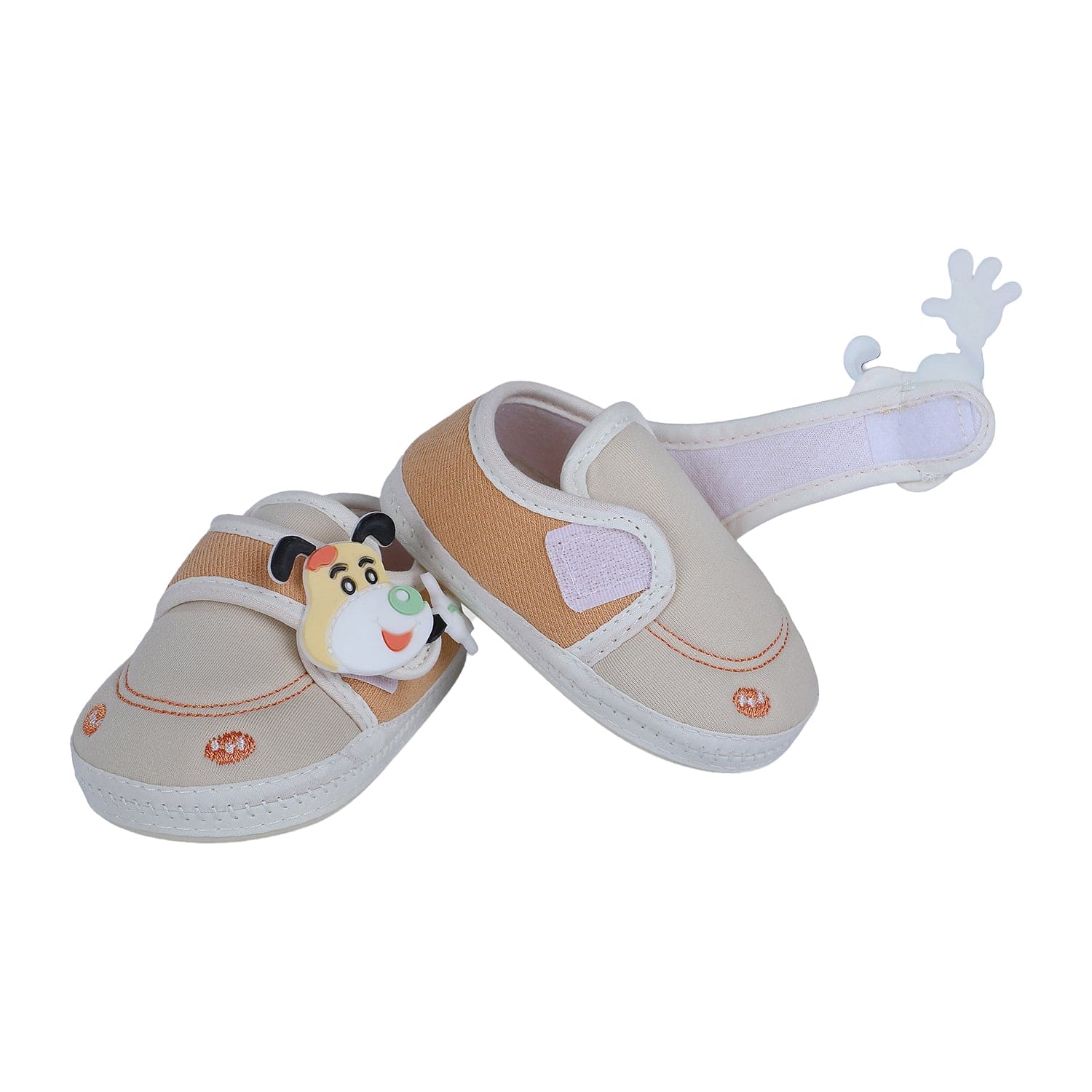 Baby Moo Puppy Face Soft Sole Anti-Slip Booties - Beige