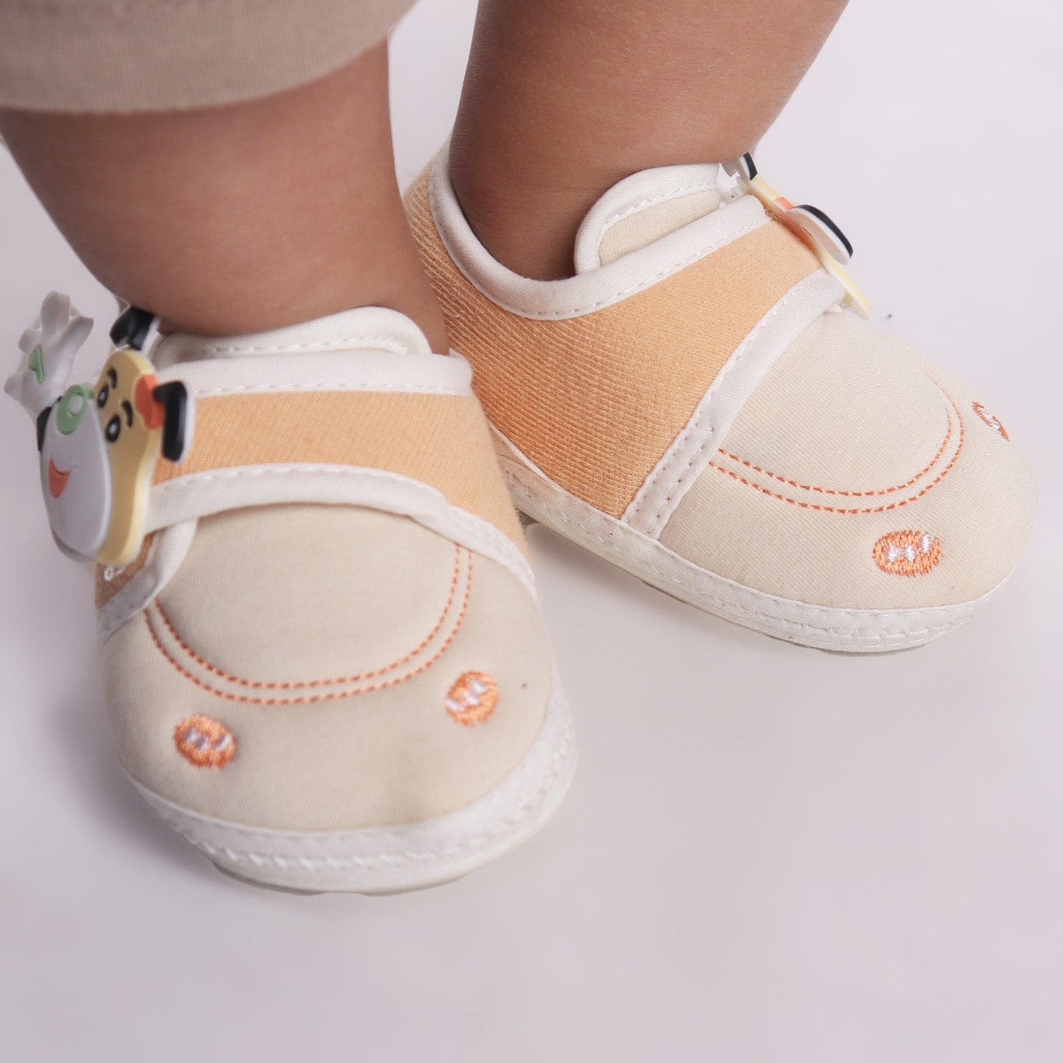 Baby Moo Puppy Face Soft Sole Anti-Slip Booties - Beige