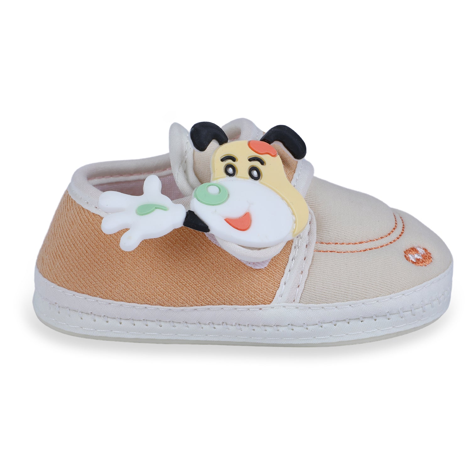 Baby Moo Puppy Face Soft Sole Anti-Slip Booties - Beige - Baby Moo