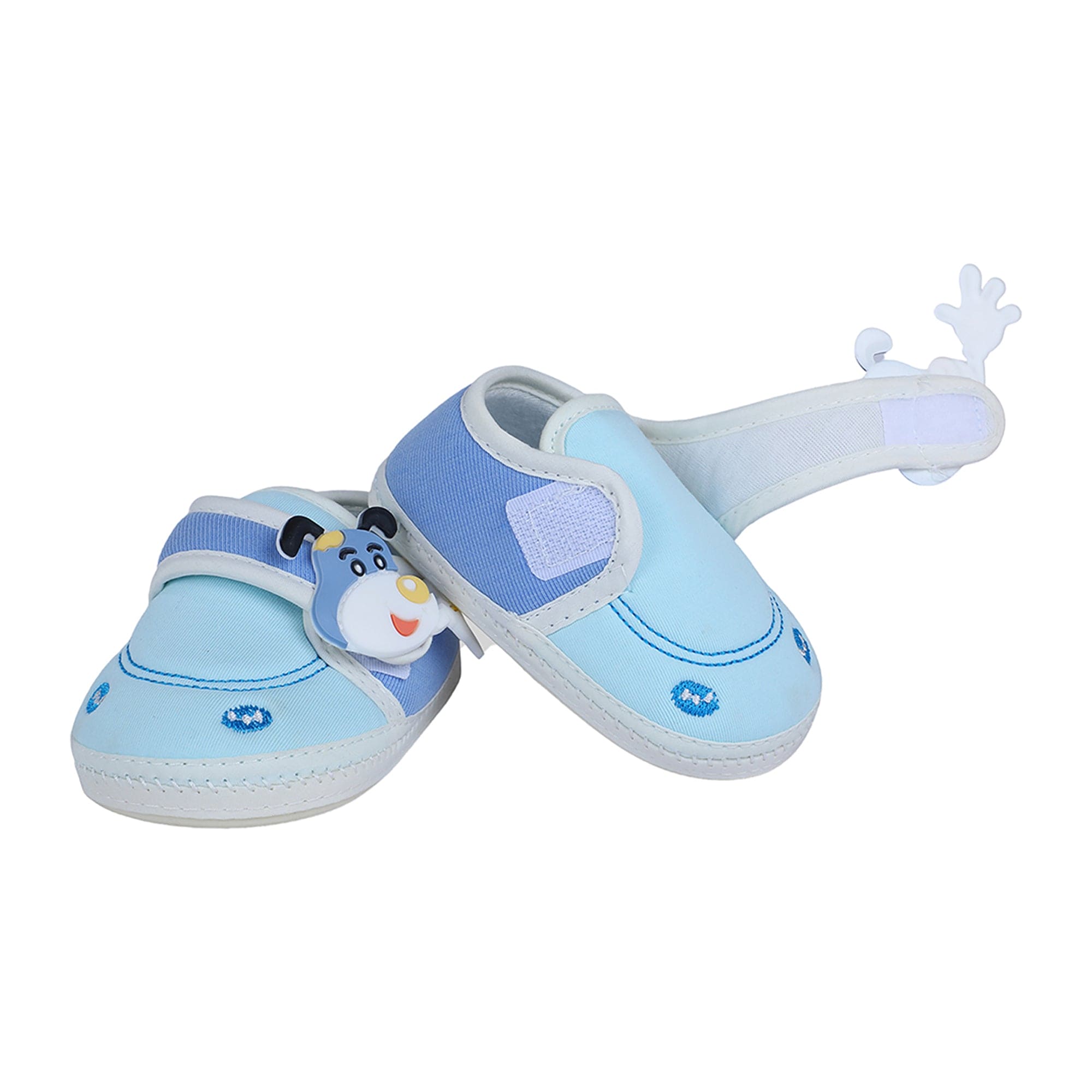 Baby Moo Puppy Face Soft Sole Anti-Slip Booties - Blue