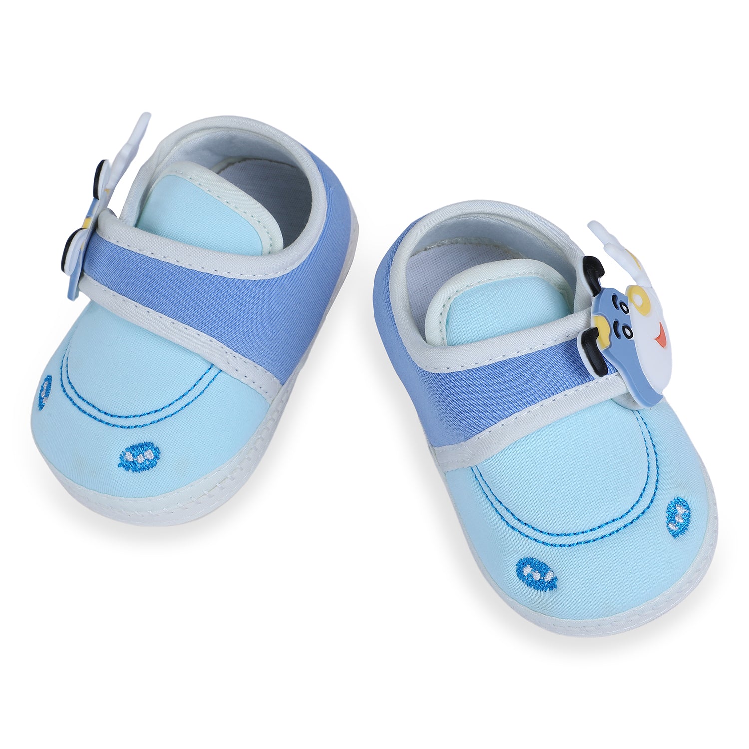 Baby Moo Puppy Face Soft Sole Anti-Slip Booties - Blue - Baby Moo