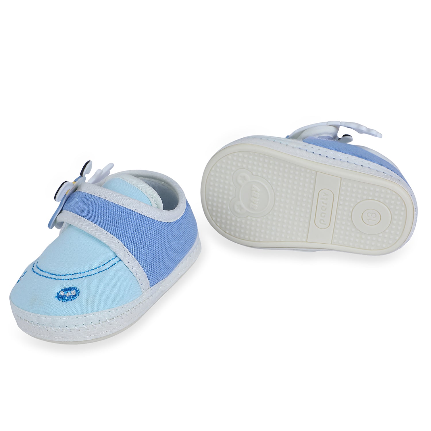 Baby Moo Puppy Face Soft Sole Anti-Slip Booties - Blue - Baby Moo