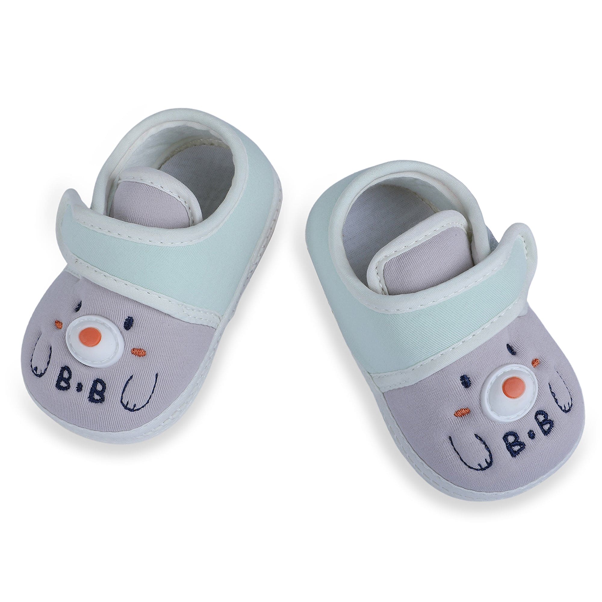 Baby Moo Smiling Bear Soft Sole Anti-Slip Booties - Grey