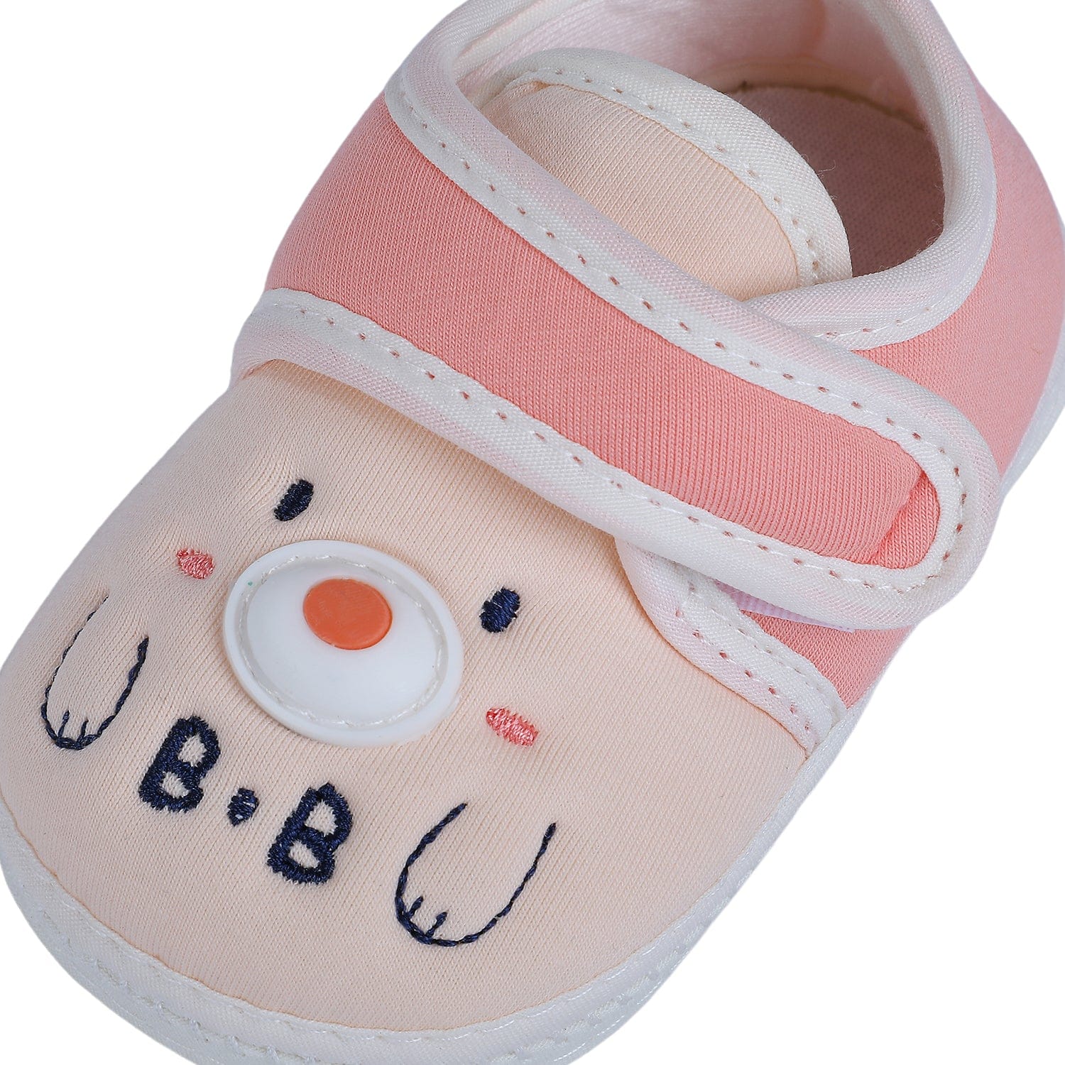 Baby Moo Smiling Bear Soft Sole Anti-Slip Booties - Peach - Baby Moo