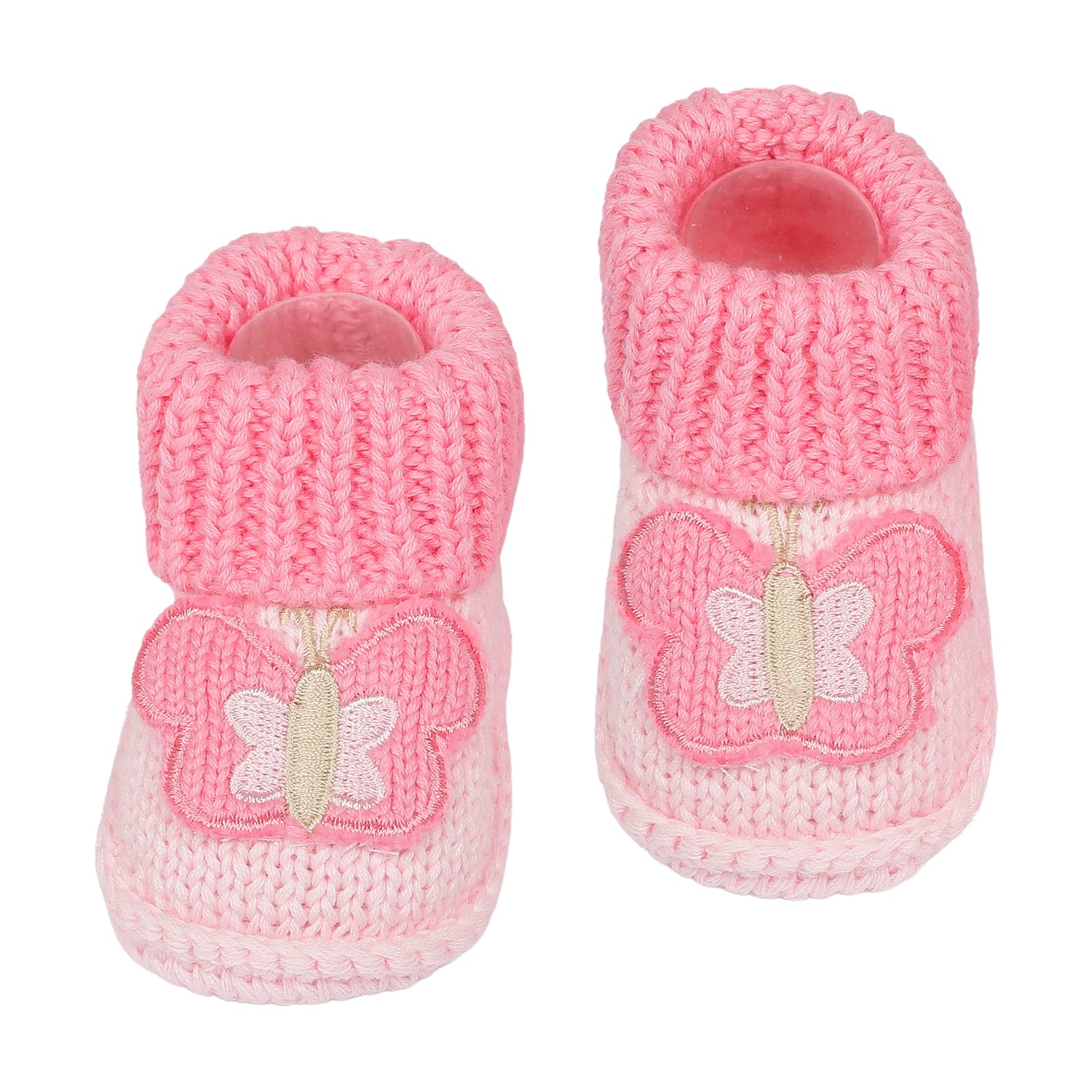 Butterfly Newborn Crochet Socks Booties - Pink