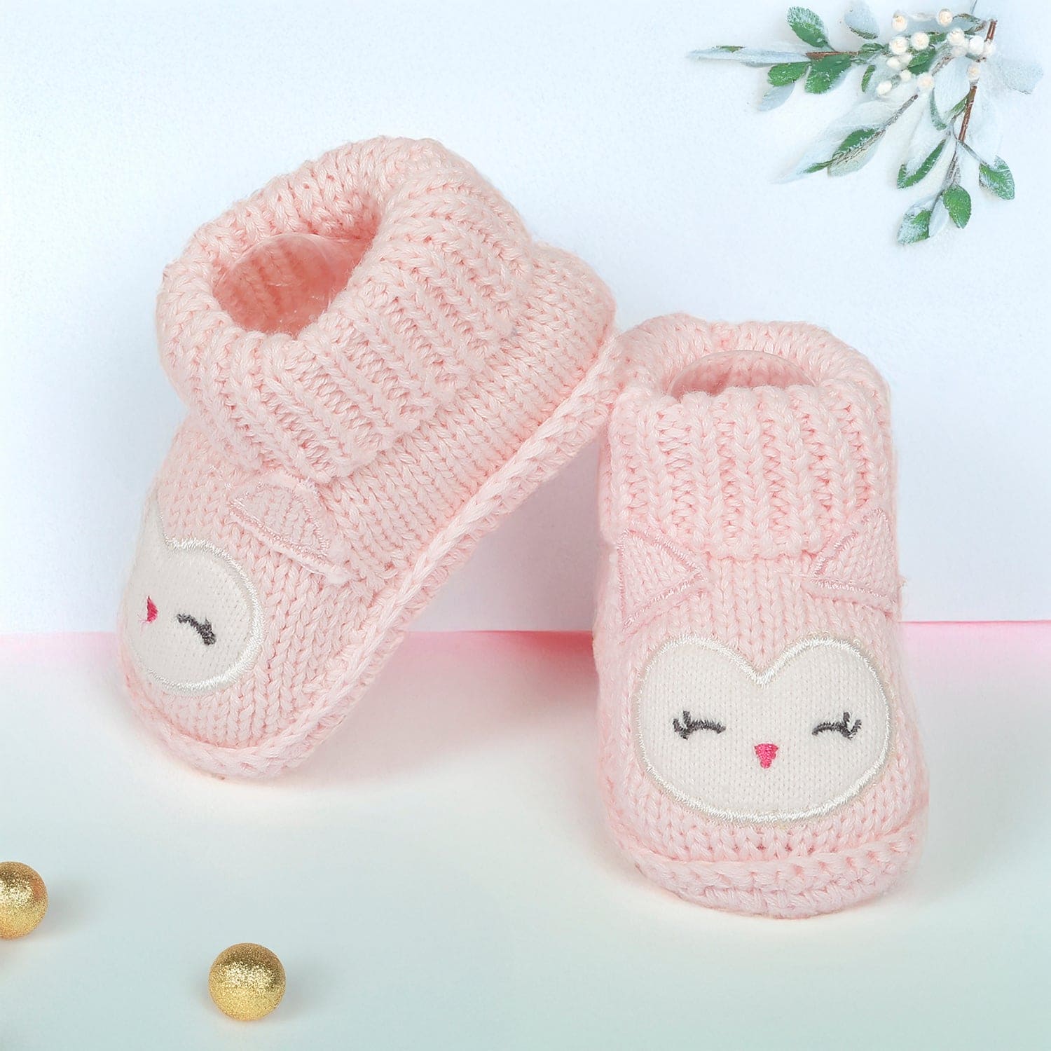 Blushing Newborn Crochet Socks Booties - Pink