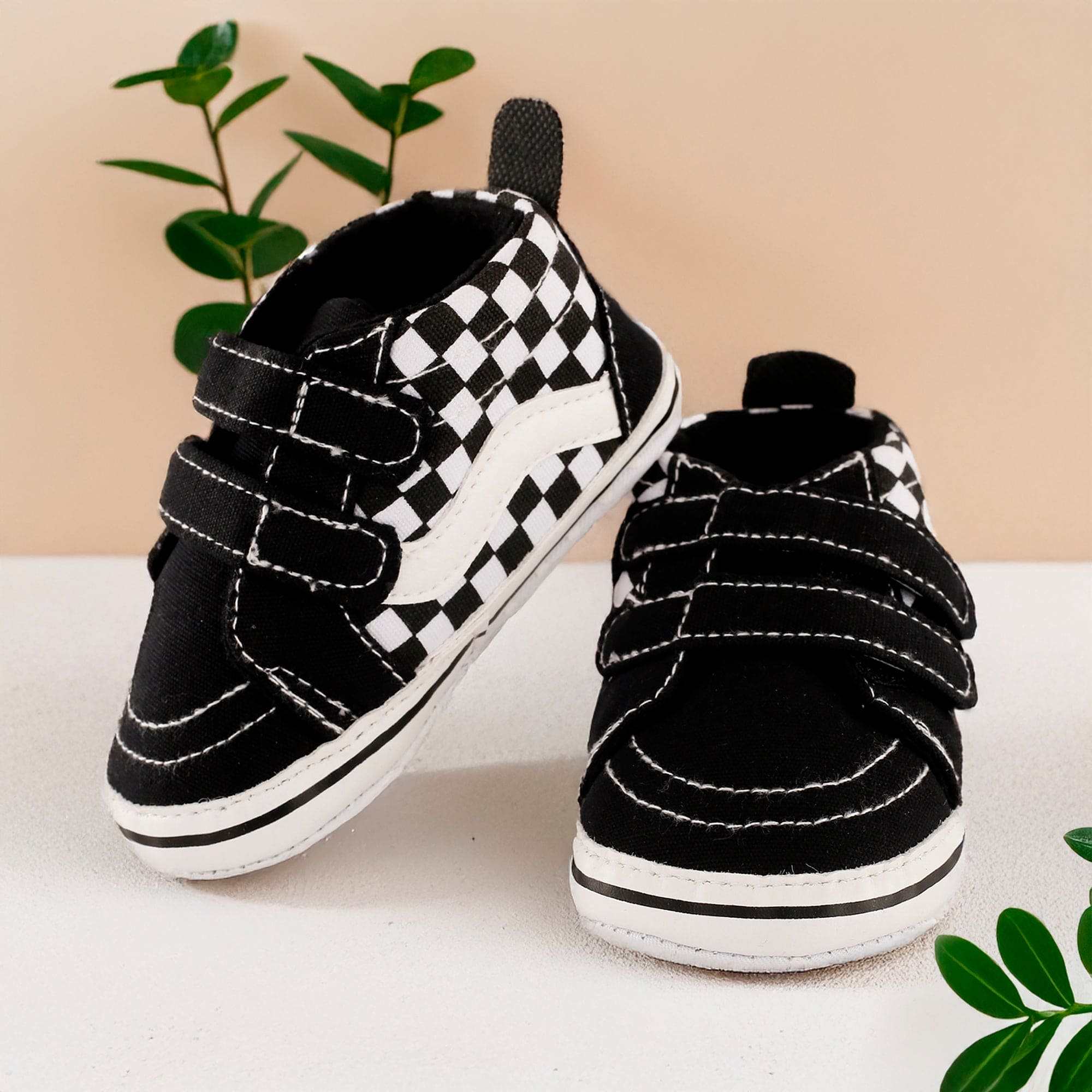 Chequered Black Casual Booties