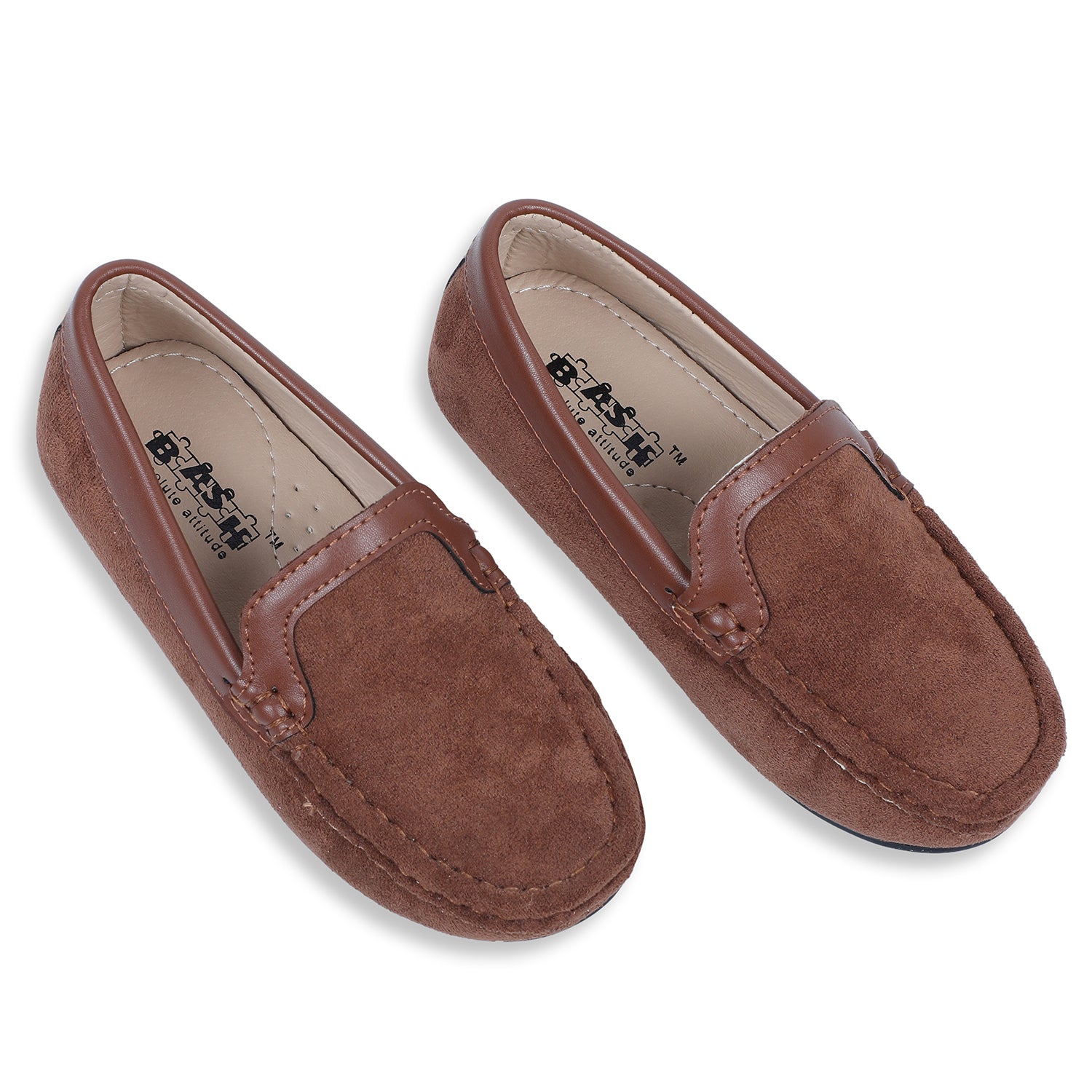 Baby Moo x Bash Kids Suede Loafer Shoes - Tan