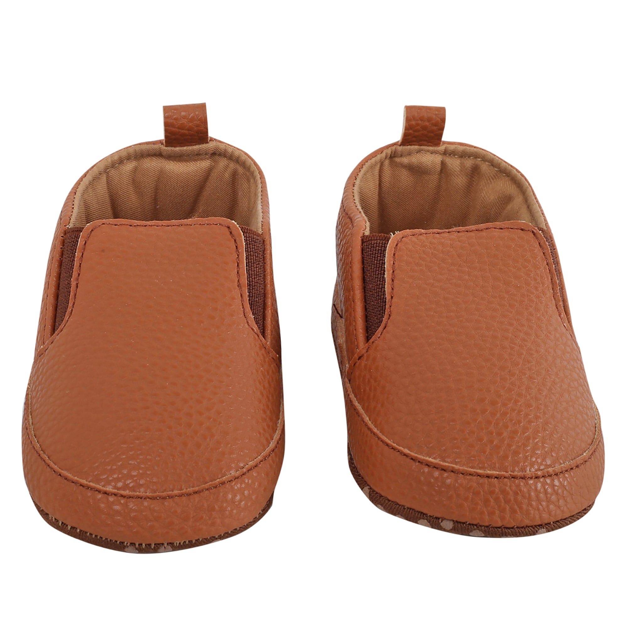 Baby Moo Leather Brown Slip-On Booties