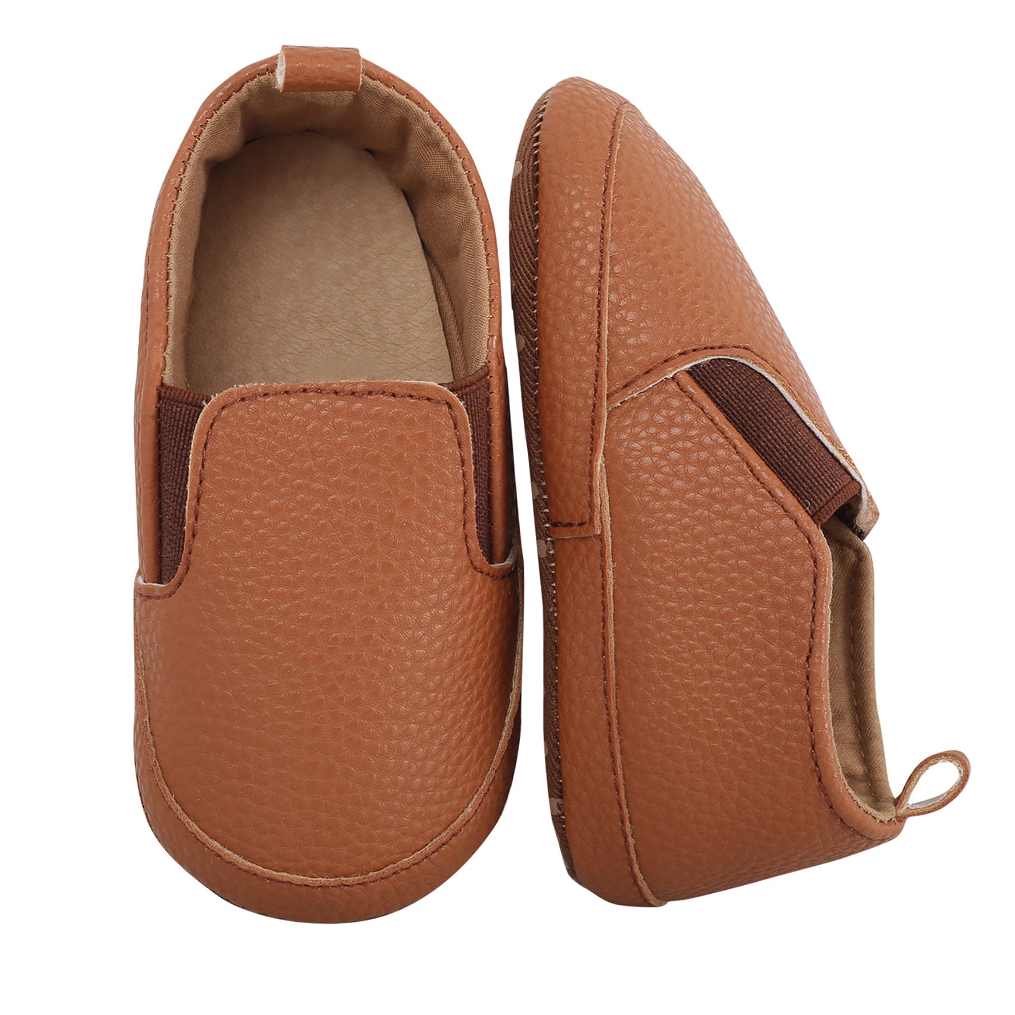 Baby Moo Leather Brown Slip-On Booties