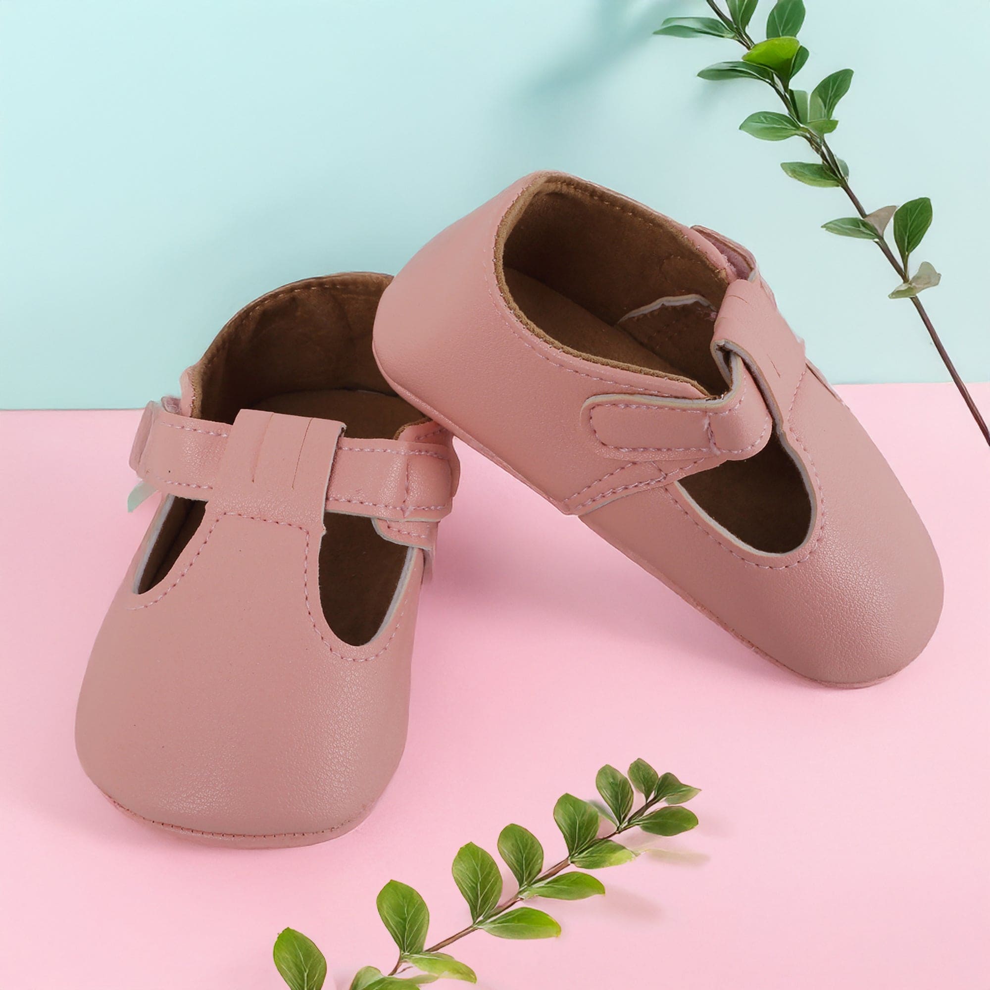 Baby Moo Dressy Pink Velcro Booties