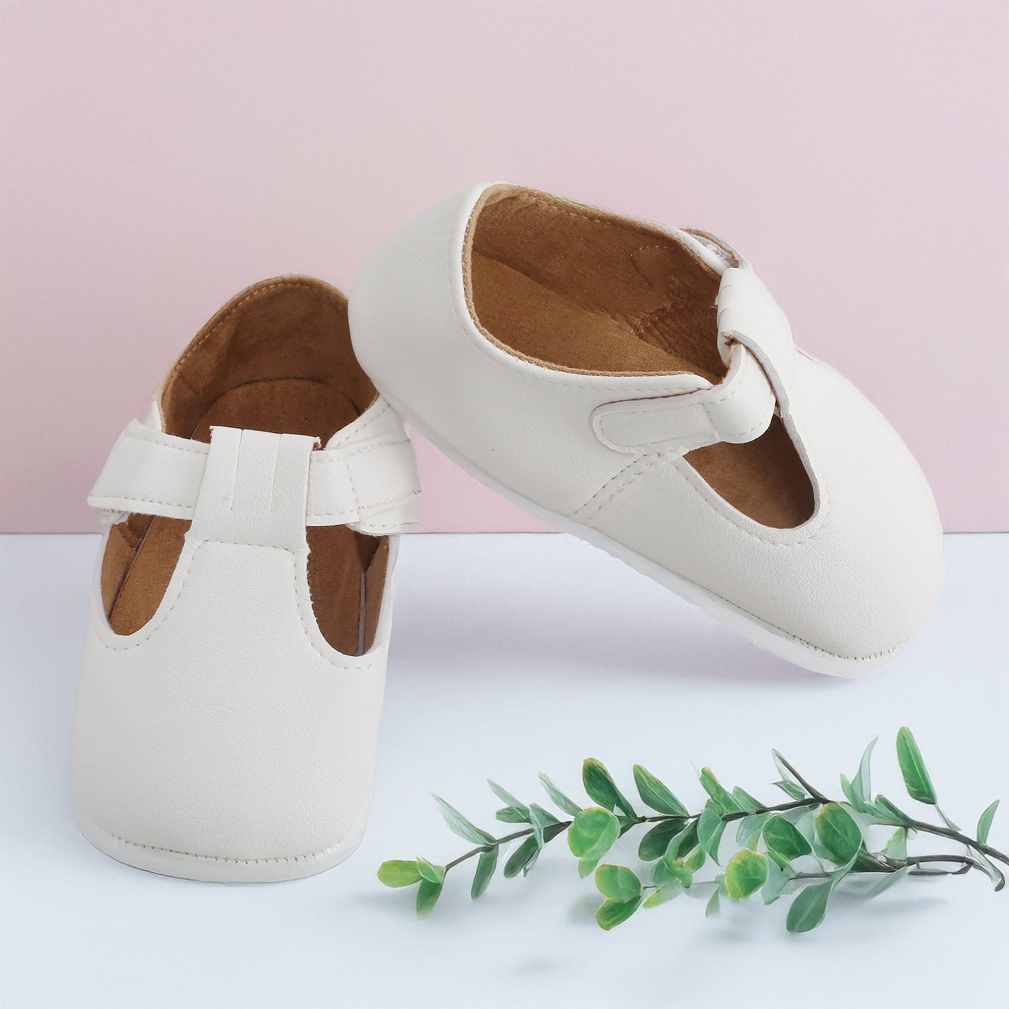 Baby Moo Dressy White Velcro Booties