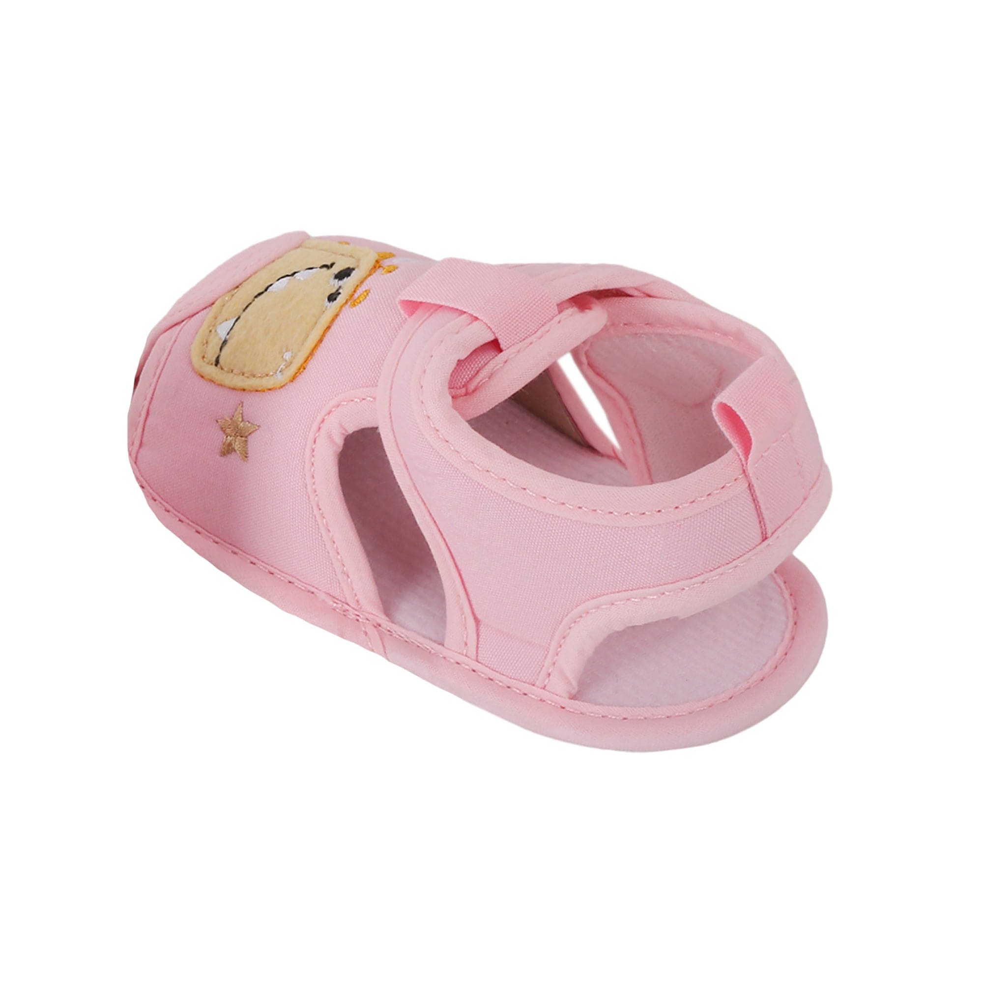 Baby Moo Dinosaur Pink Velcro Booties