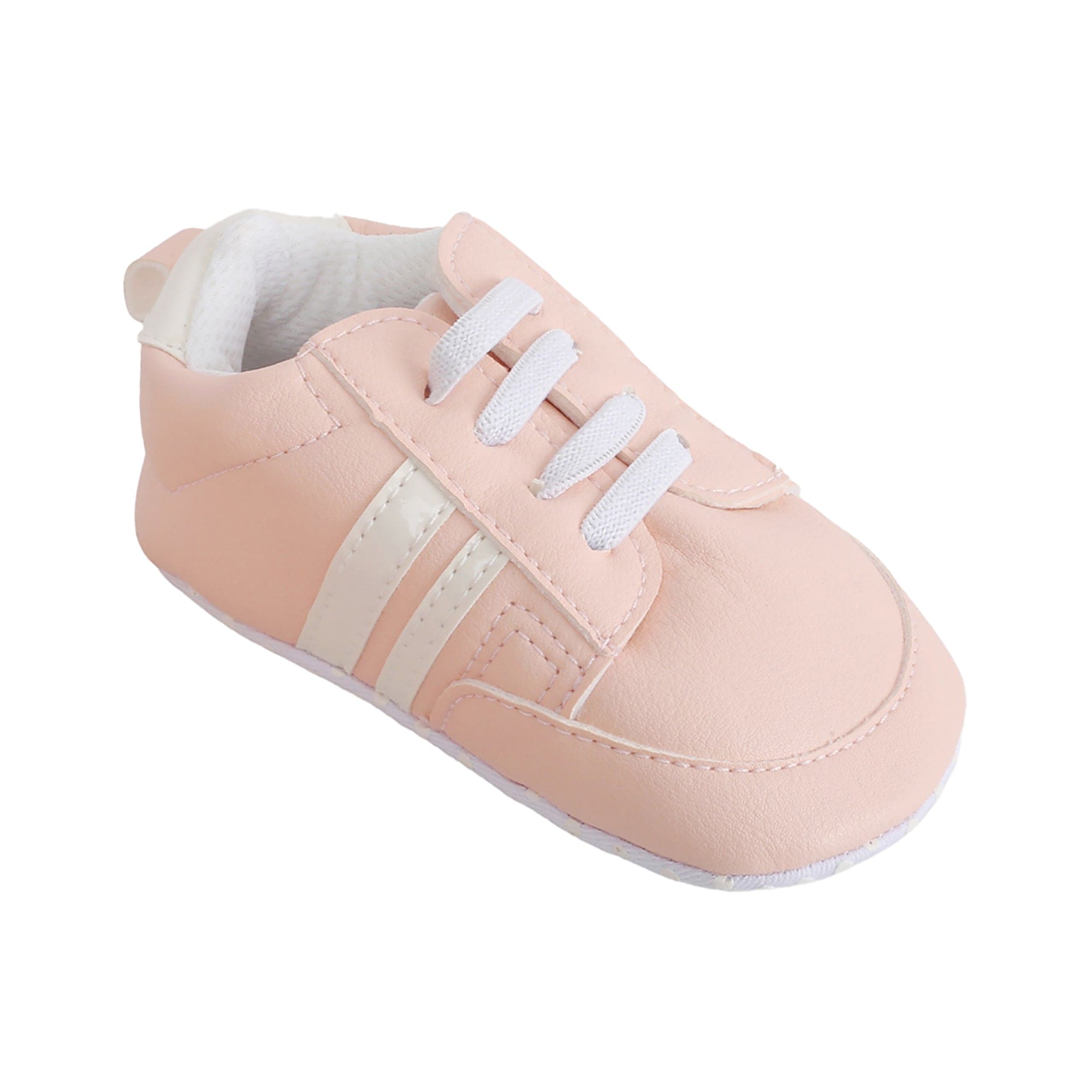 Baby Moo Striped Peach Lace Up Sneakers