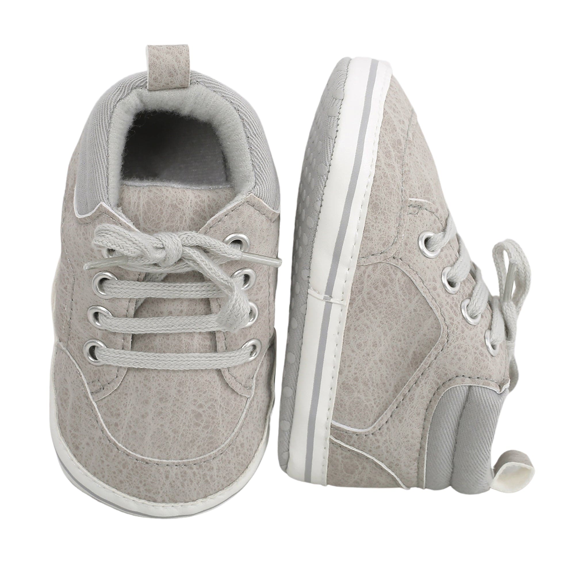 Baby Moo Textured Grey Lace Up Sneakers