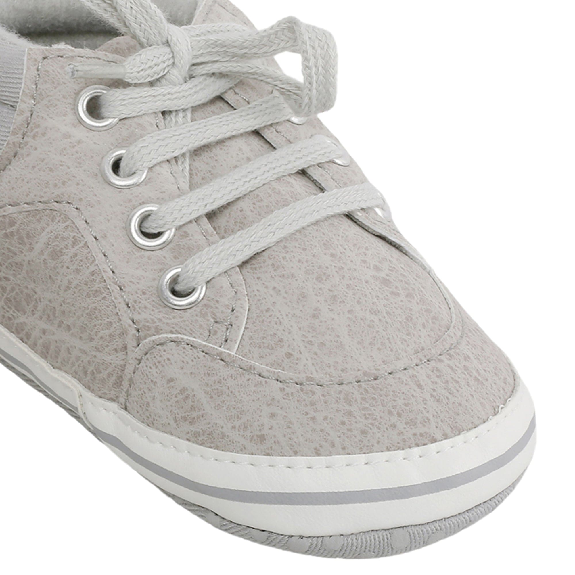 Baby Moo Textured Grey Lace Up Sneakers
