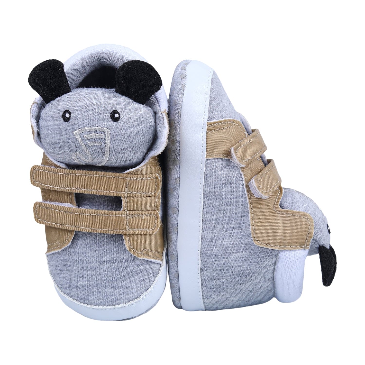 Elephant Cute And Stylish Comfy Velcro Booties - Grey