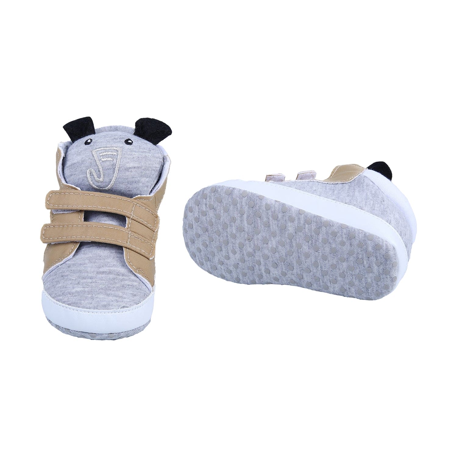 Elephant Cute And Stylish Comfy Velcro Booties - Grey