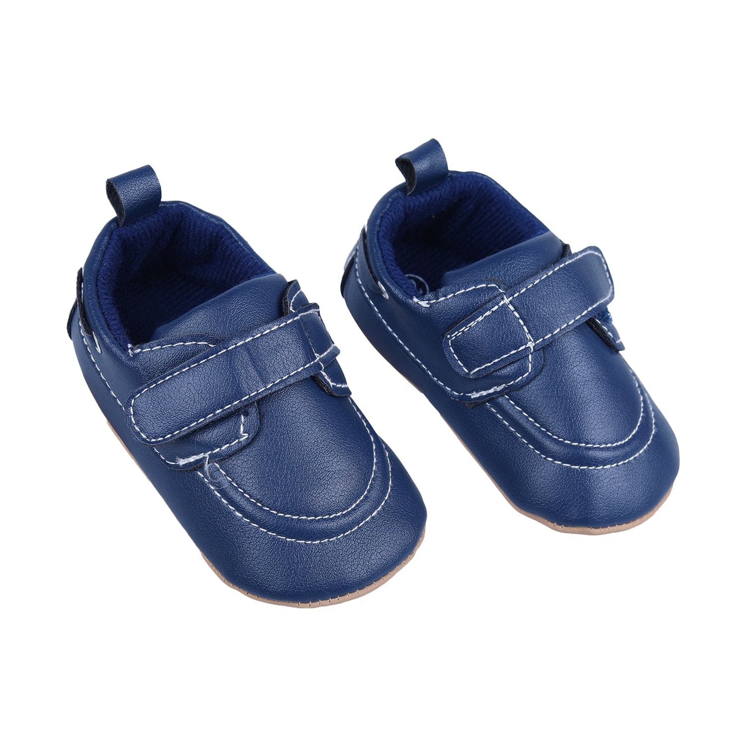 Solid Hookloop Stylish Leather Velcro Shoes - Navy Blue