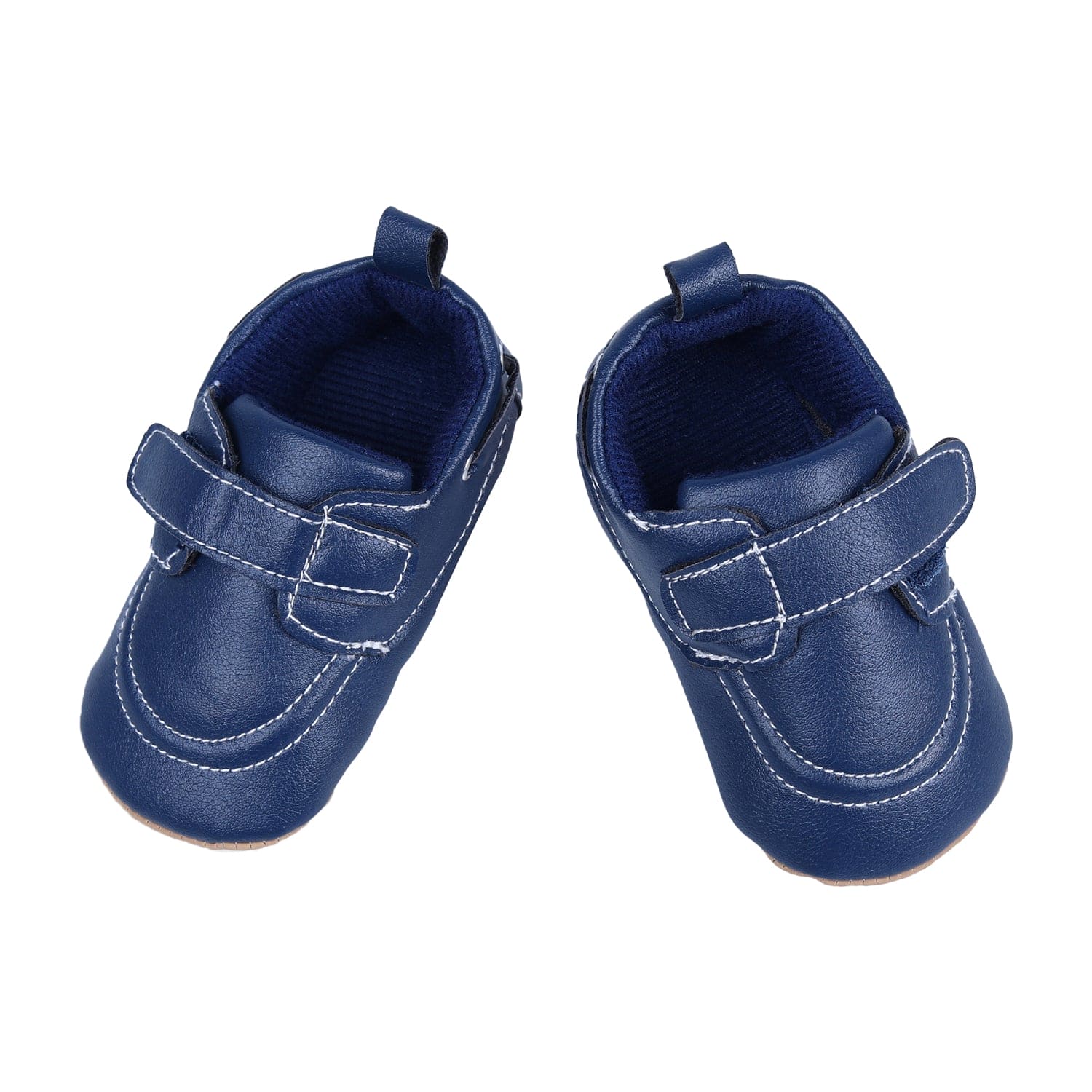 Solid Hookloop Stylish Leather Velcro Shoes - Navy Blue