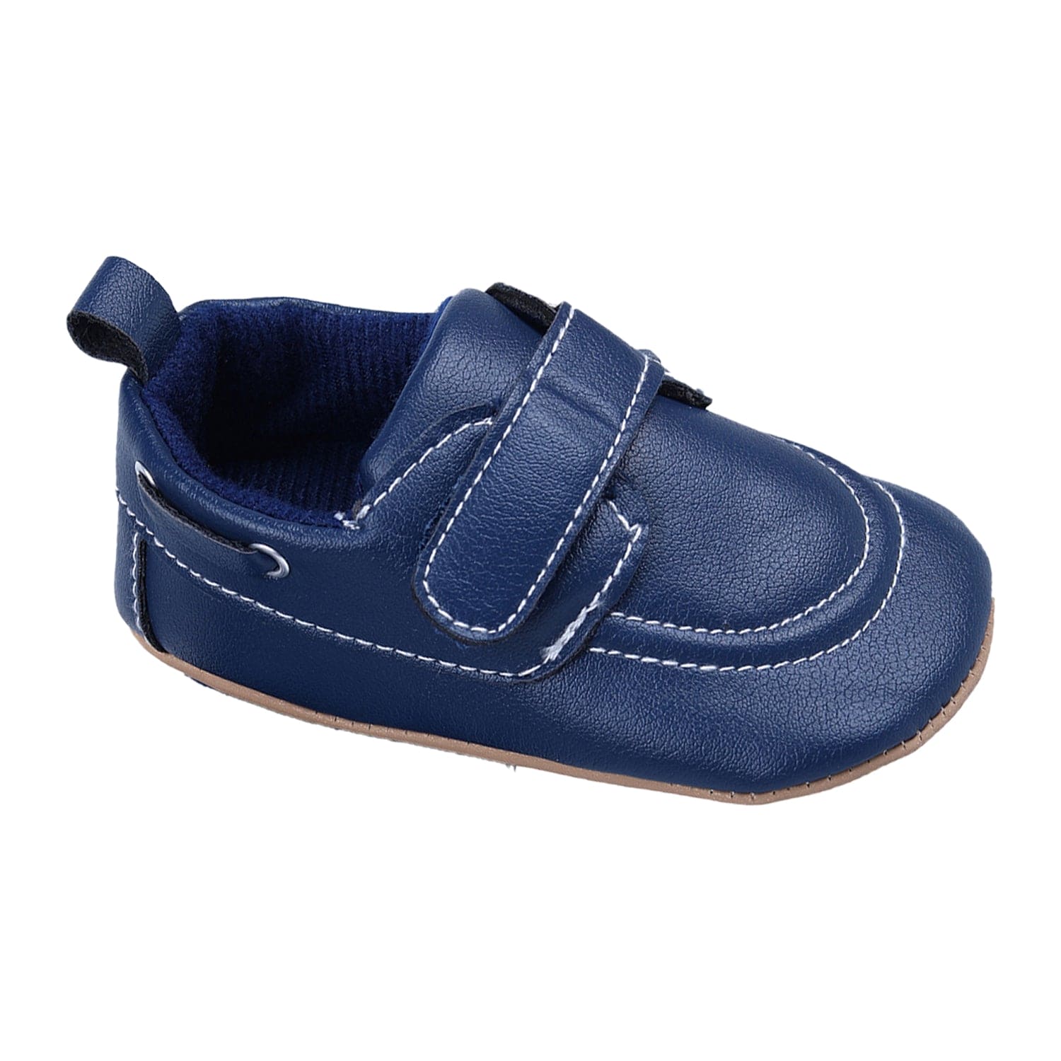 Solid Hookloop Stylish Leather Velcro Shoes - Navy Blue