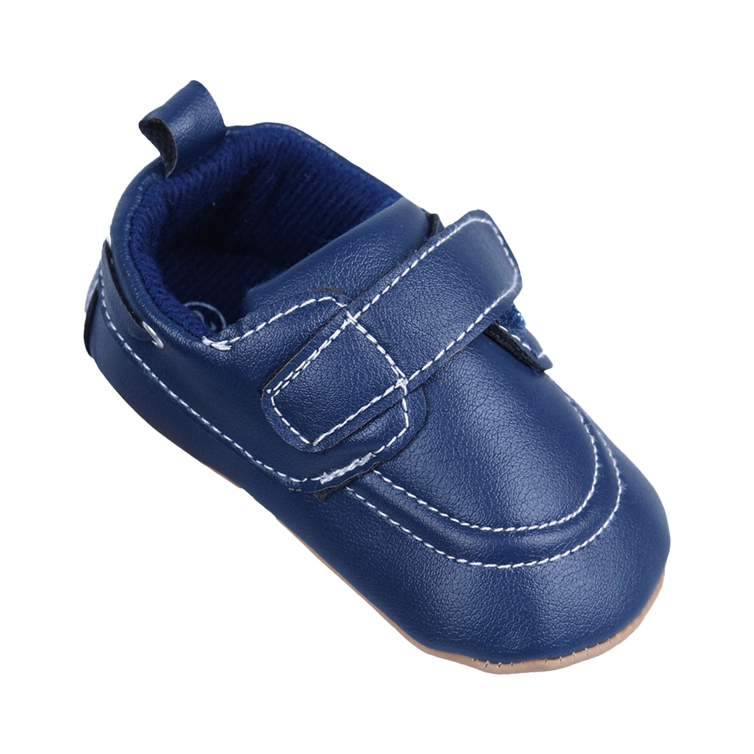 Solid Hookloop Stylish Leather Velcro Shoes - Navy Blue