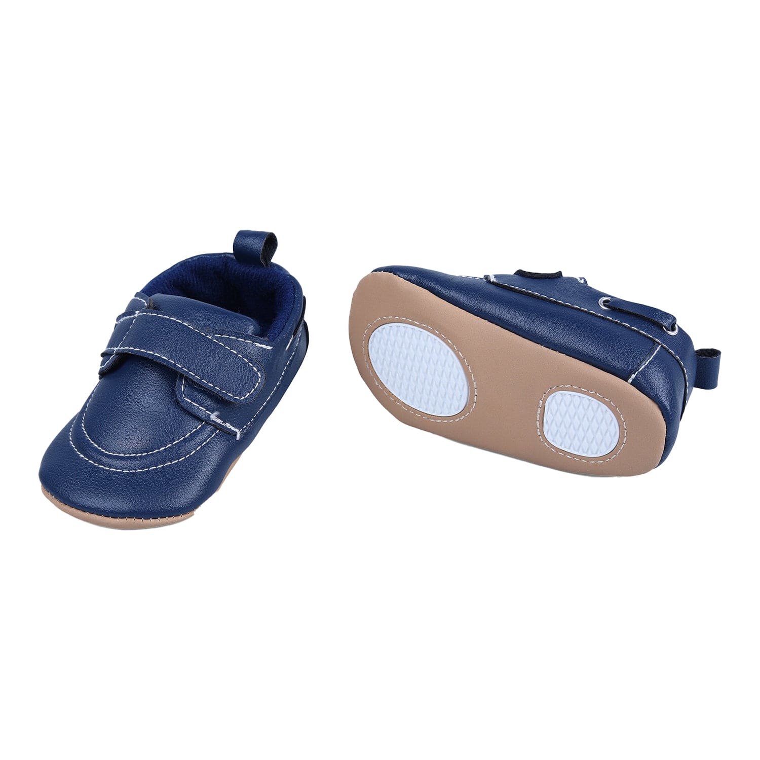 Solid Hookloop Stylish Leather Velcro Shoes - Navy Blue